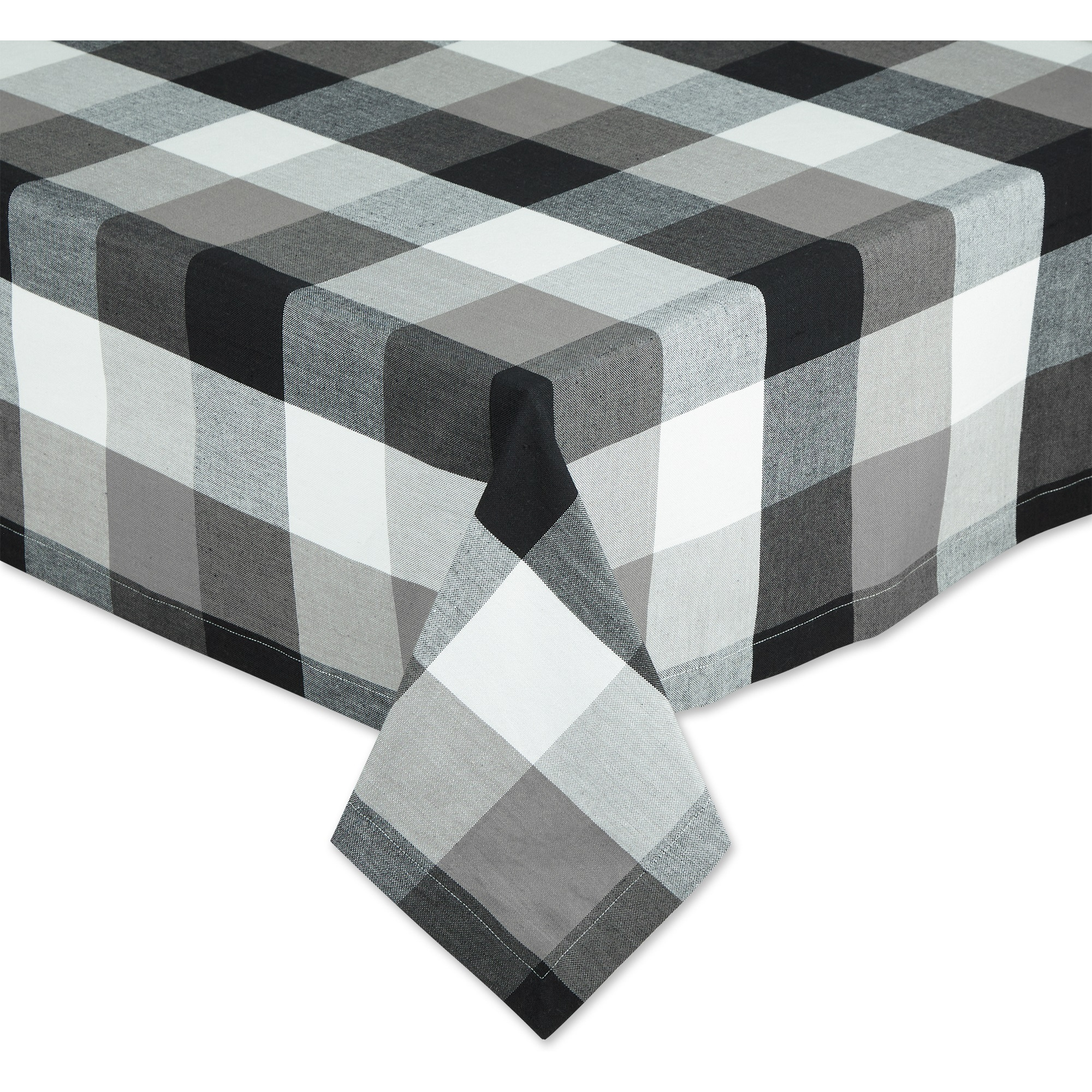 DII Black Tri Color Check Tablecloth