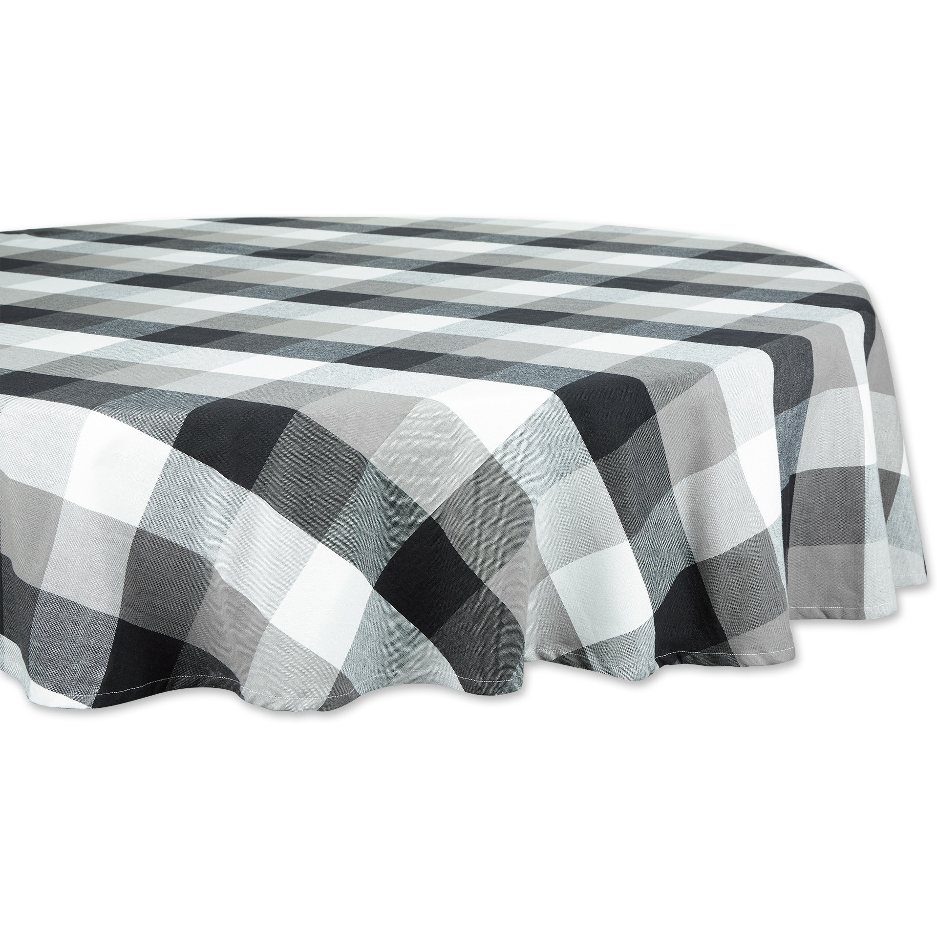 DII Black Tri Color Check Tablecloth 70 Round