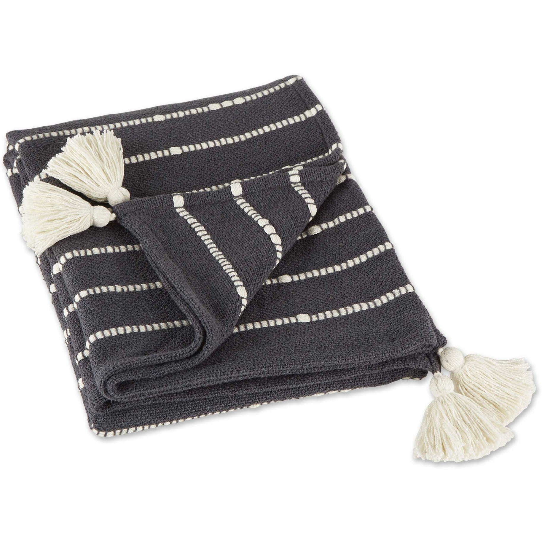 DII Mineral Gray and Off White Slub Stripe Throw