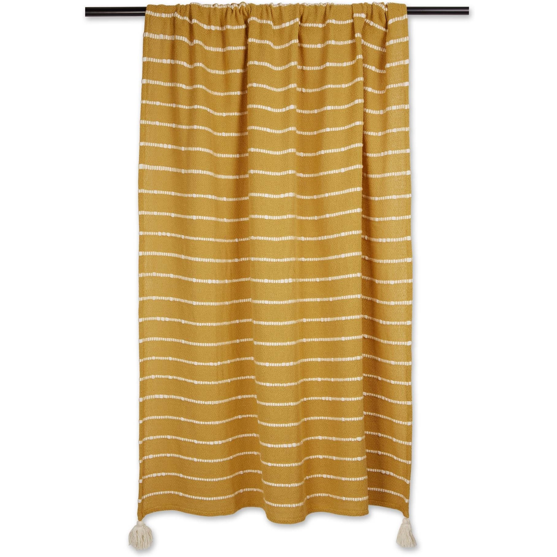 DII Honey Gold and Off White Slub Stripe Throw