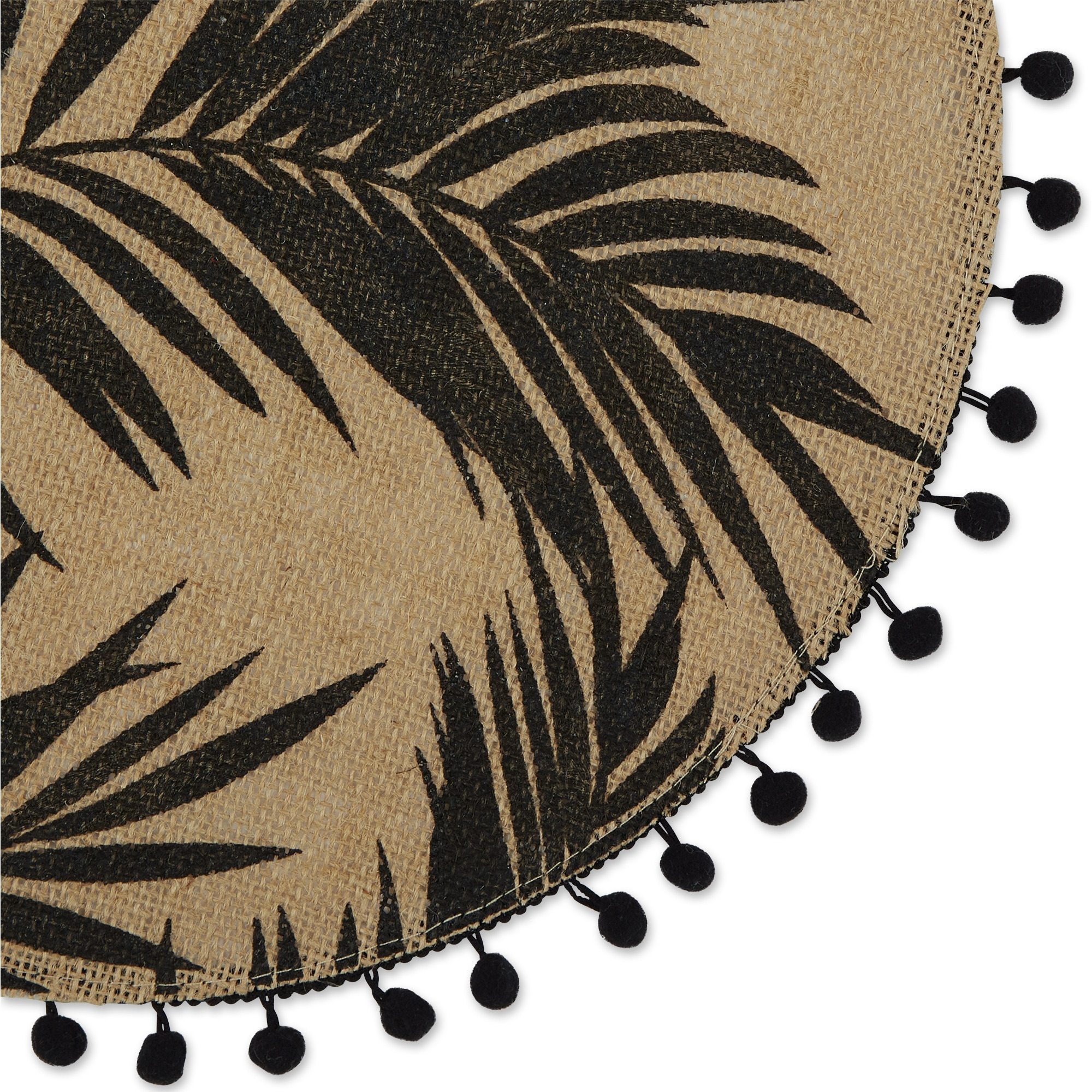 DII Black Fern Print On Natural Round Jute Placemat (Set of 6)