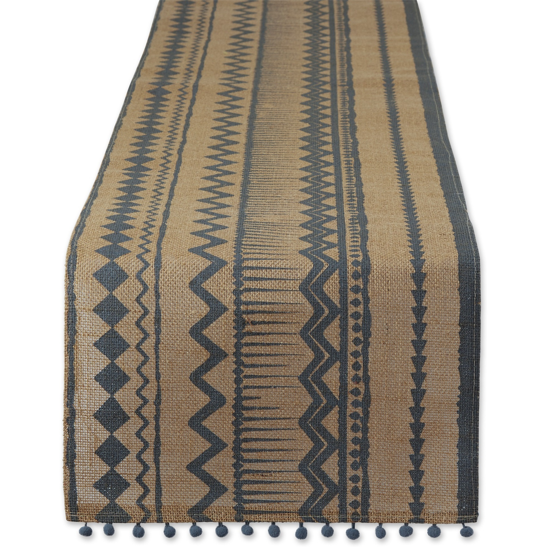 DII Mineral Aztec Print On Natural Jute Table Runner 14x72