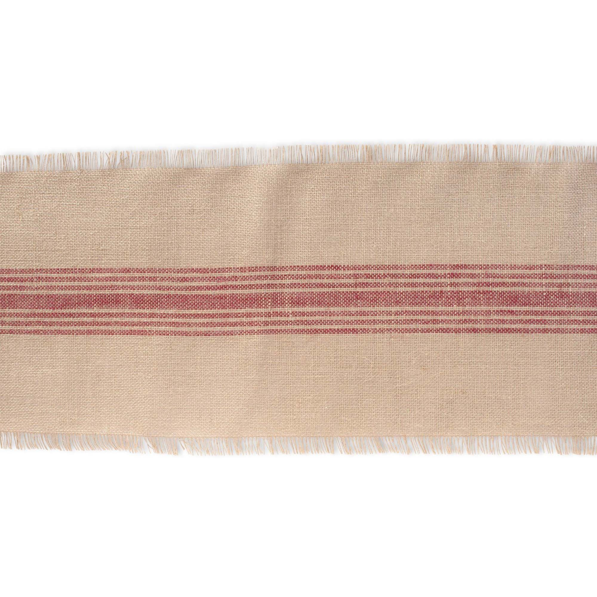 DII Barn Red Middle Stripe Burlap Table Runner, 14x108 inches