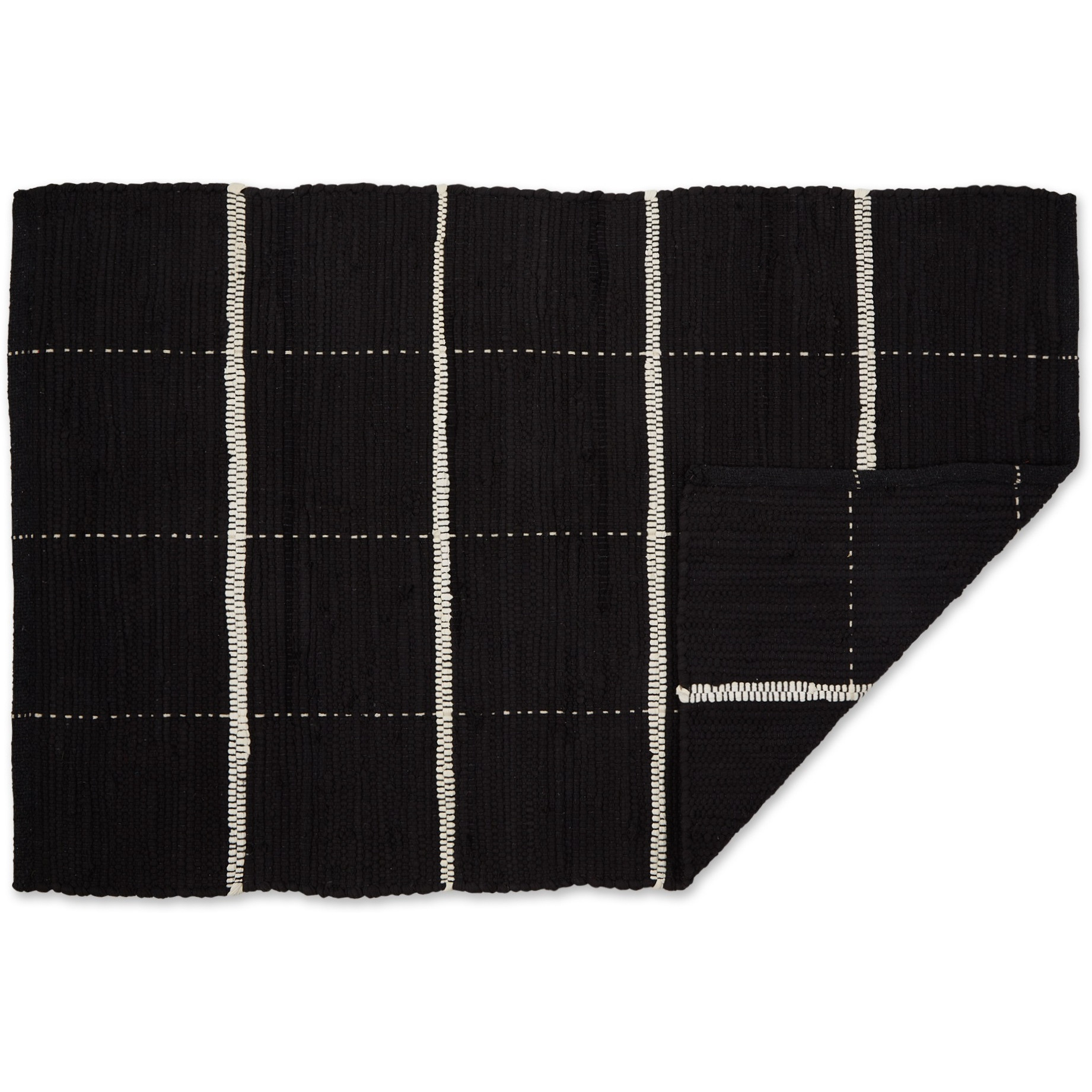 DII Black and Cream Farmhouse Check Rug 26x40 inches