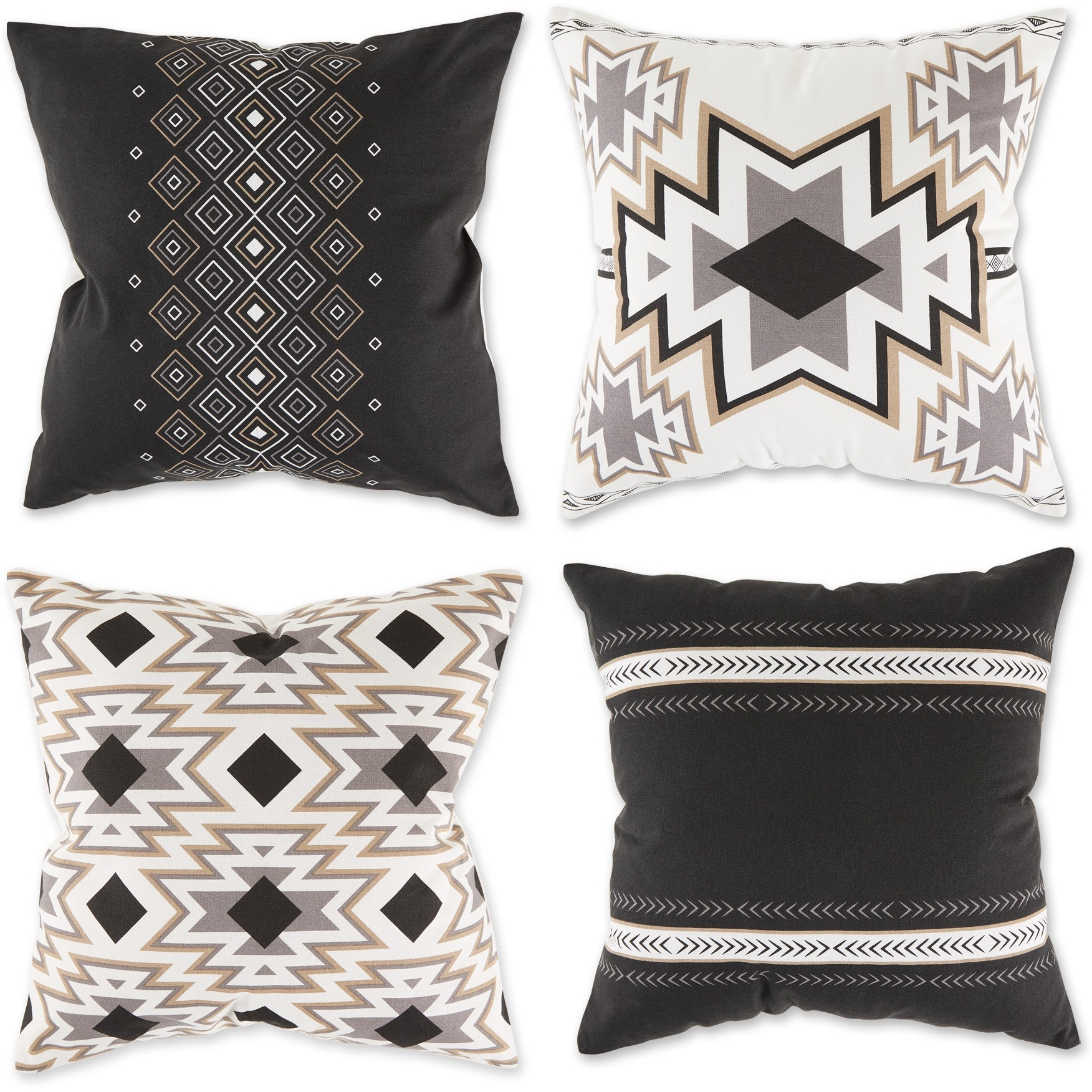 DII Black Aztec Print Pillow Cover  (Set of 4)