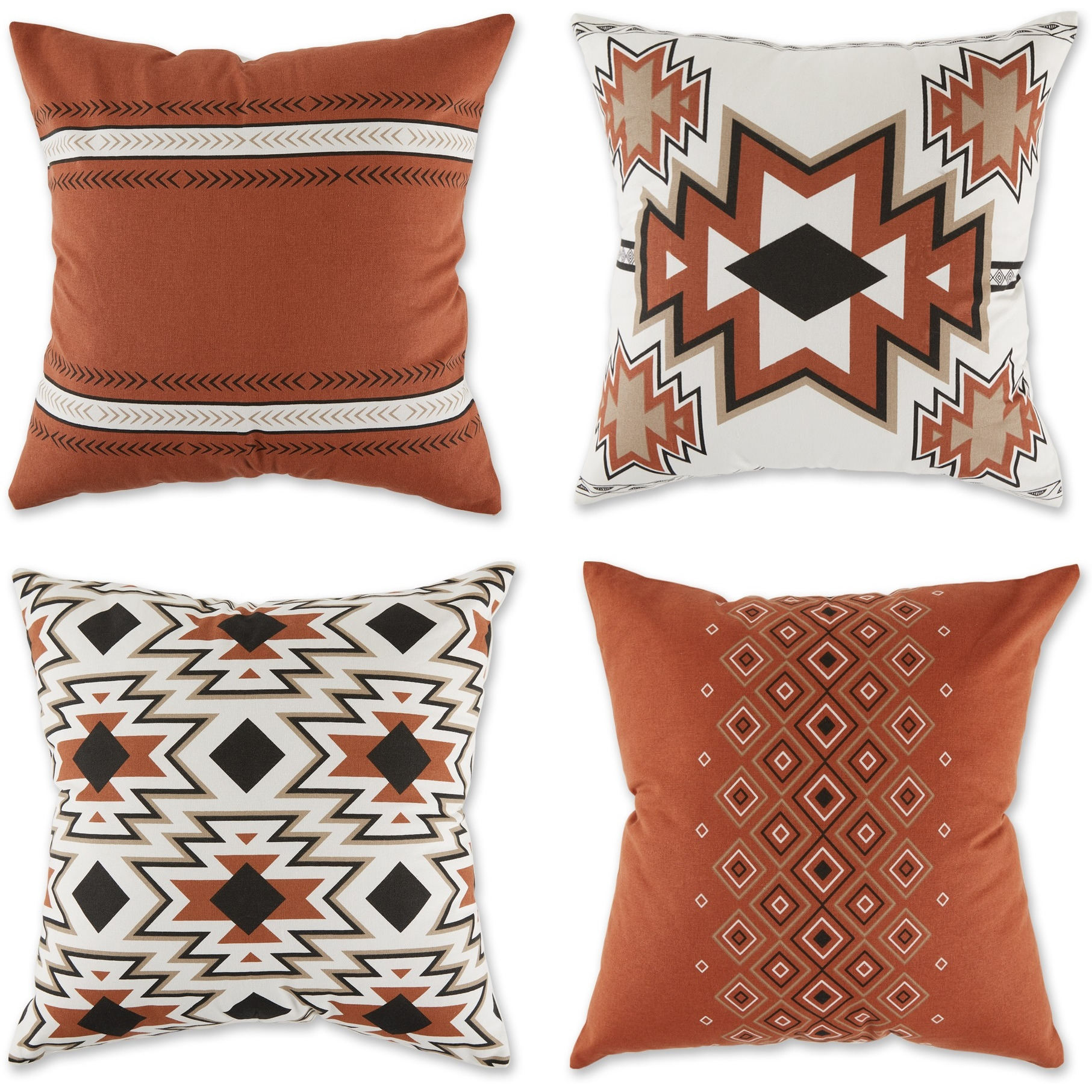 DII Asst Clay Aztec Print Pillow Cover  (Set of 4)