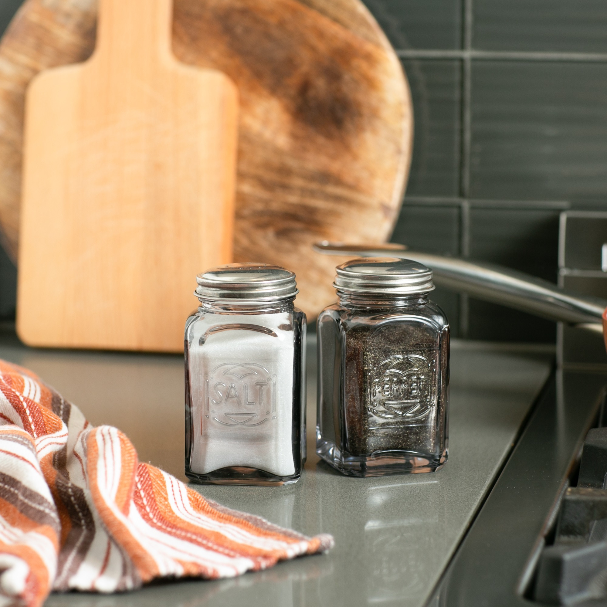 RSVP Retro Glass S&P Set - Gray