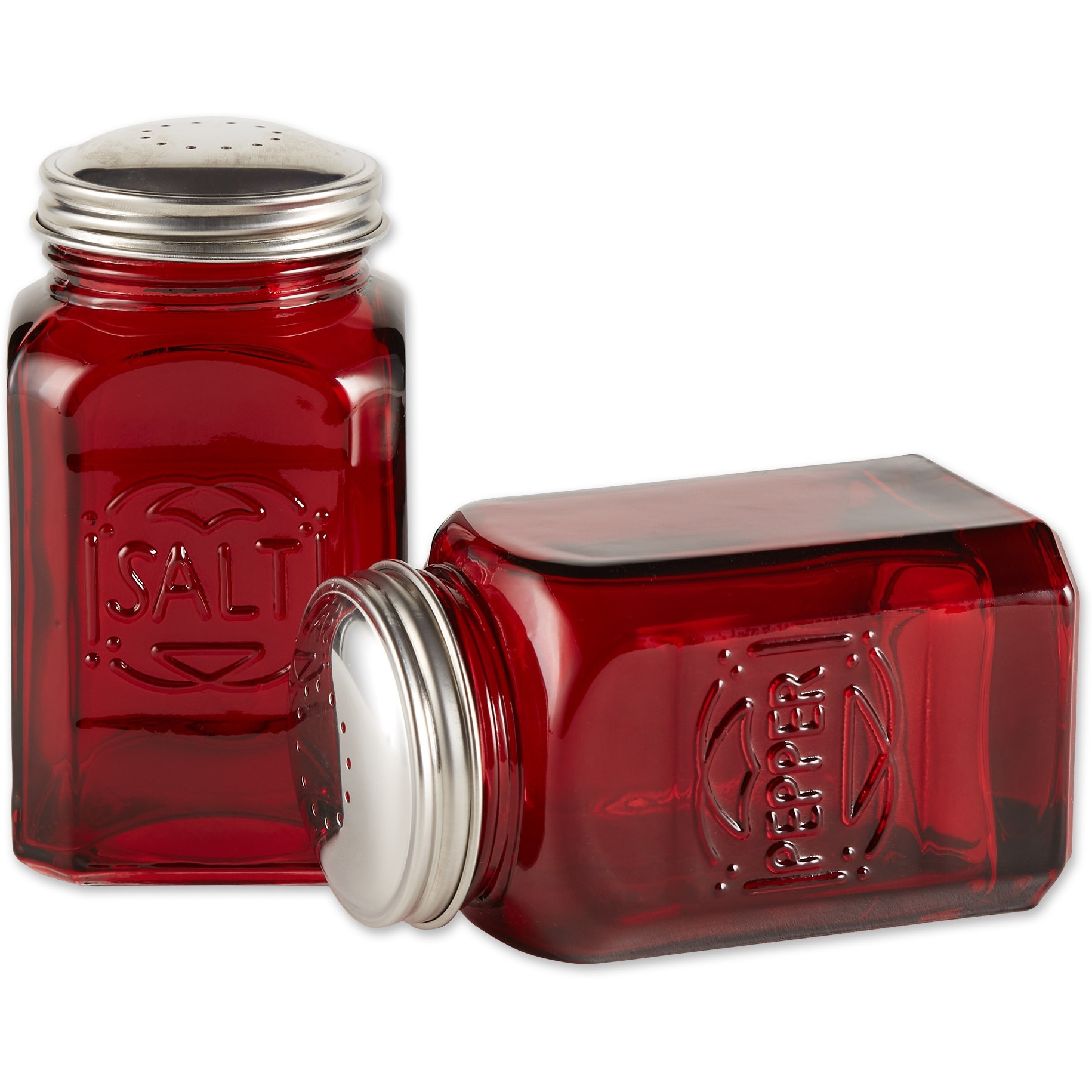 RSVP Retro Glass S&P Set - Red