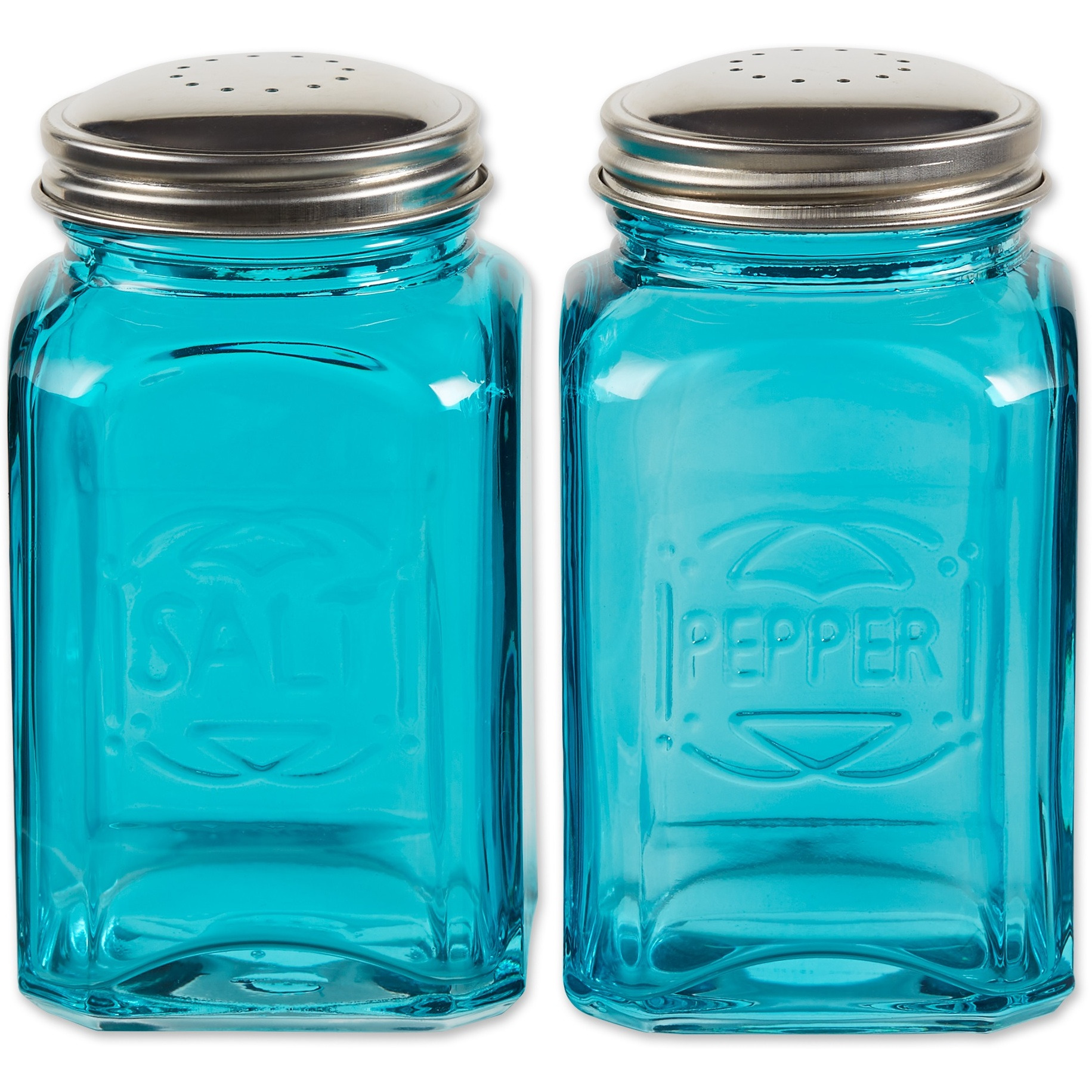 RSVP Retro Glass S&P Set - Turquoise