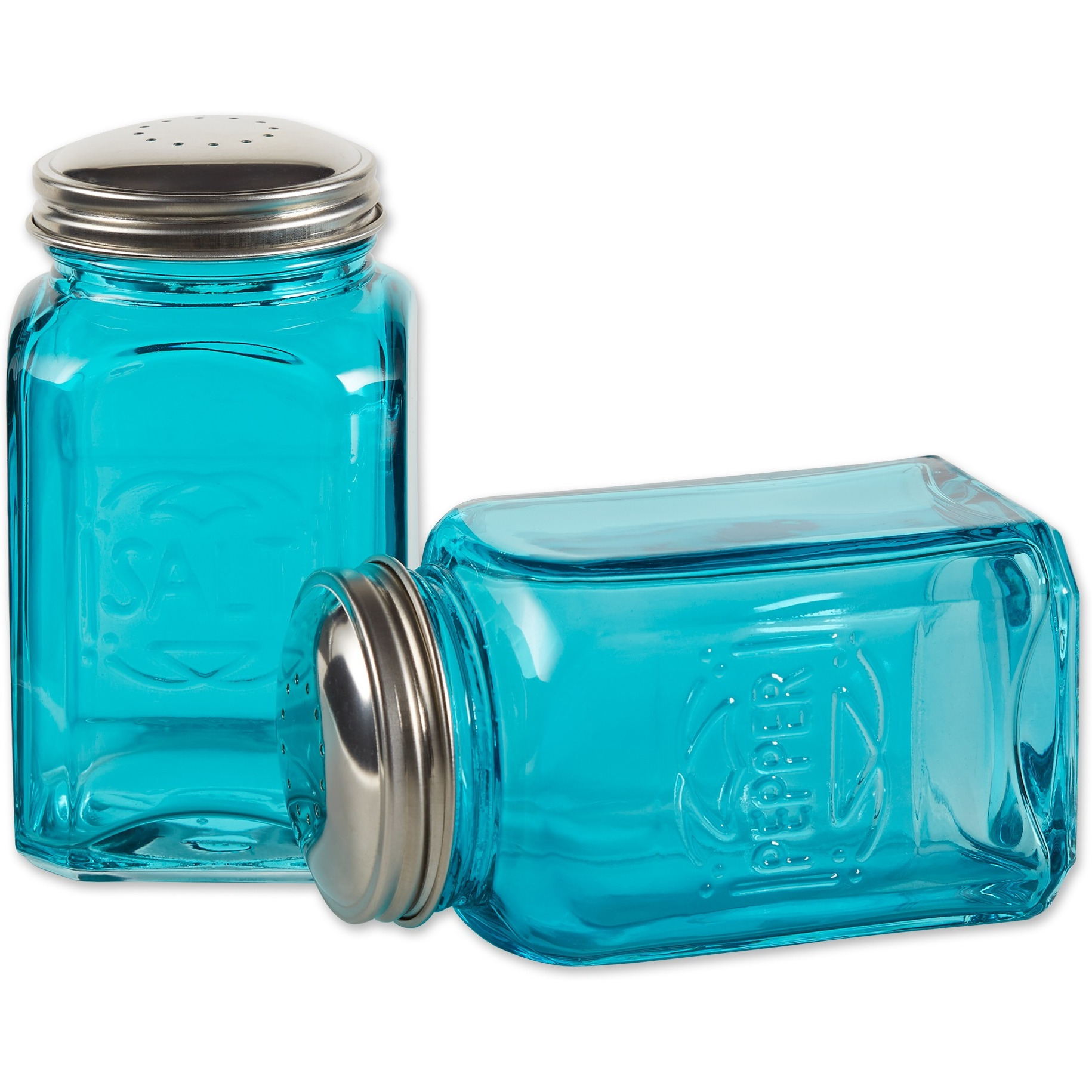 RSVP Retro Glass S&P Set - Turquoise
