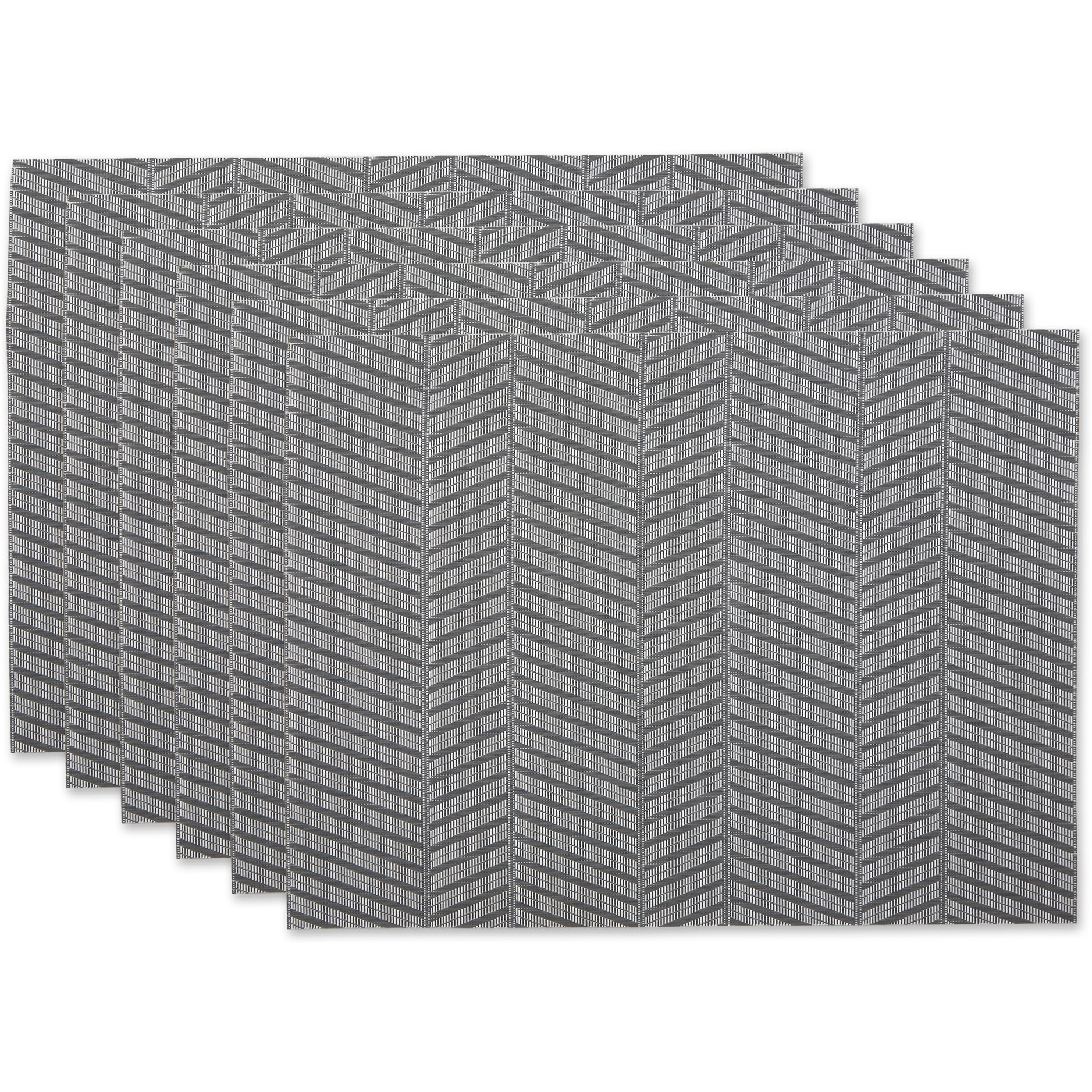 DII Gray Textured Twill Weave Placemat 6 Piece