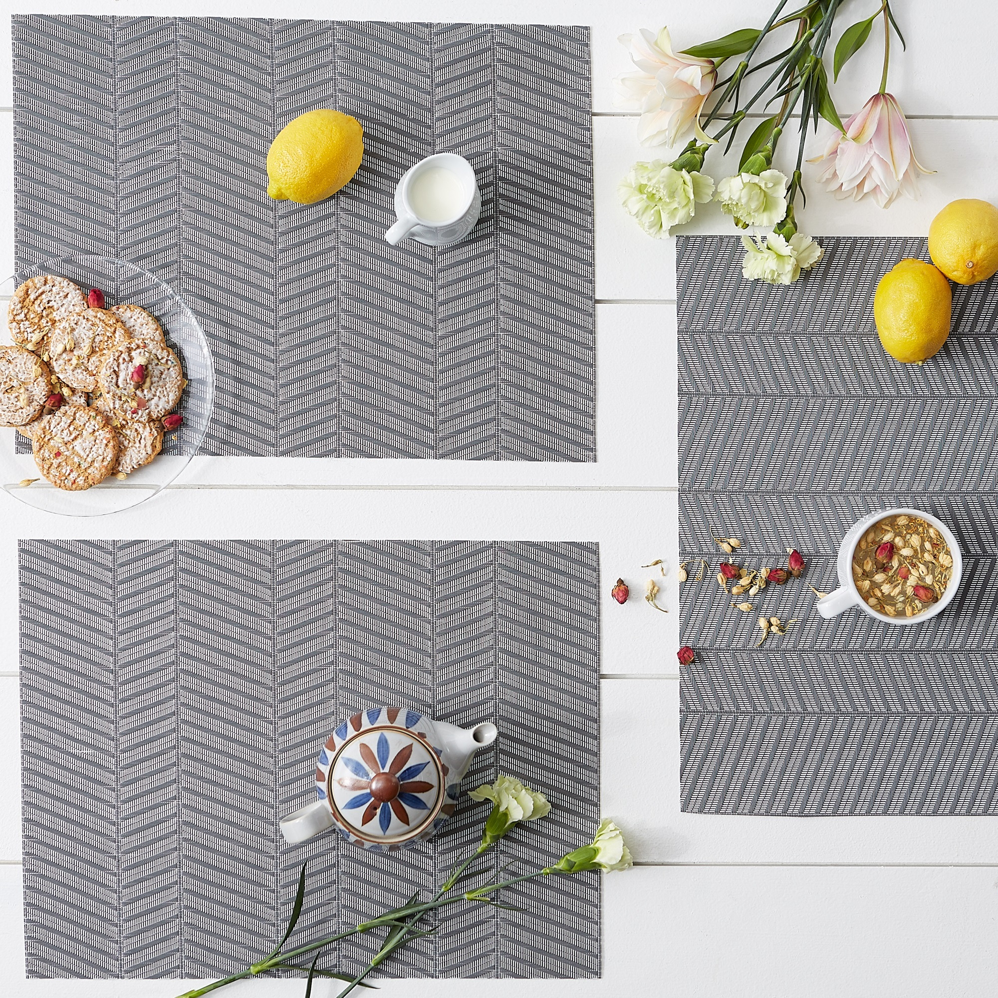 DII Gray Textured Twill Weave Placemat 6 Piece