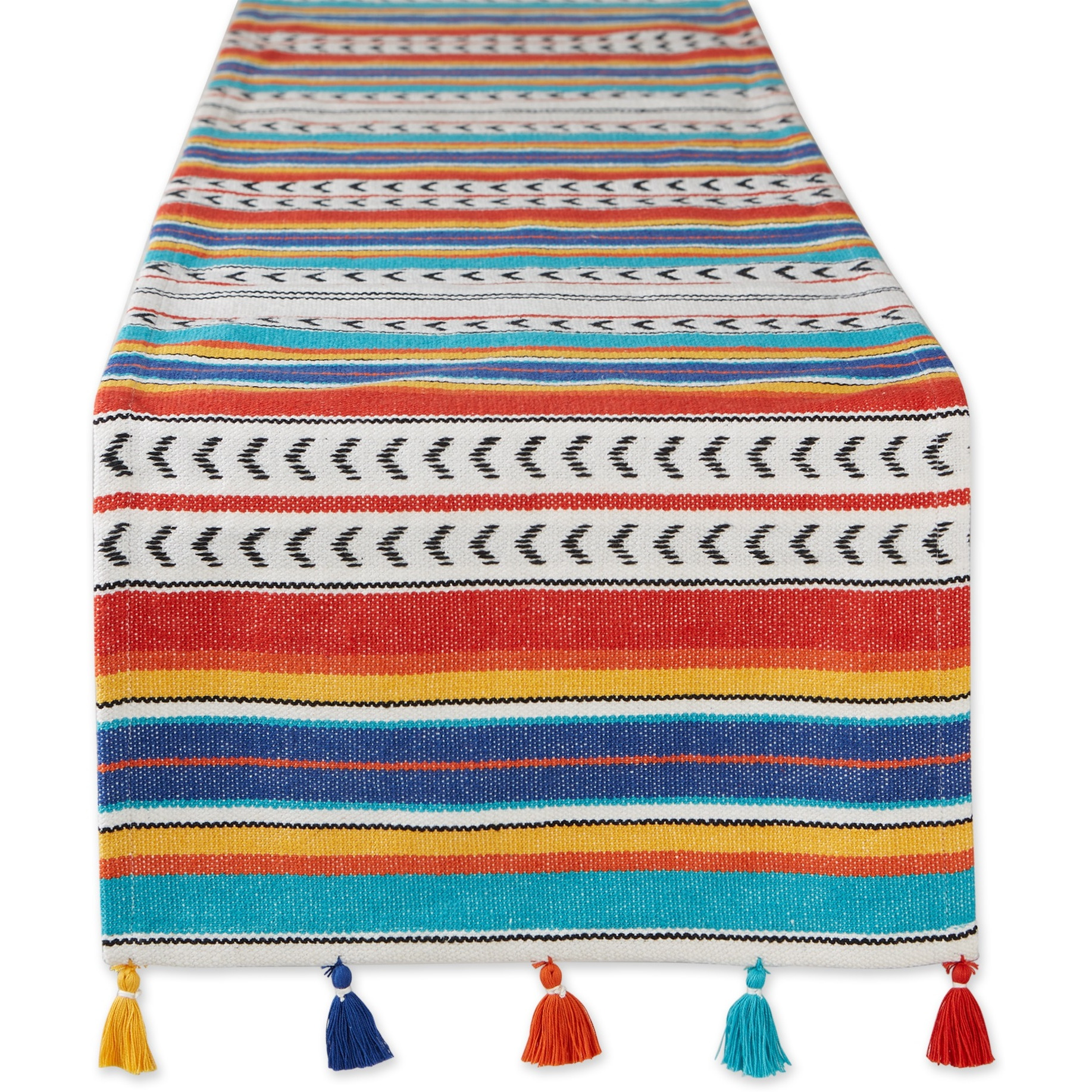 DII Picante Stripe Tassel Table Runner 13x72