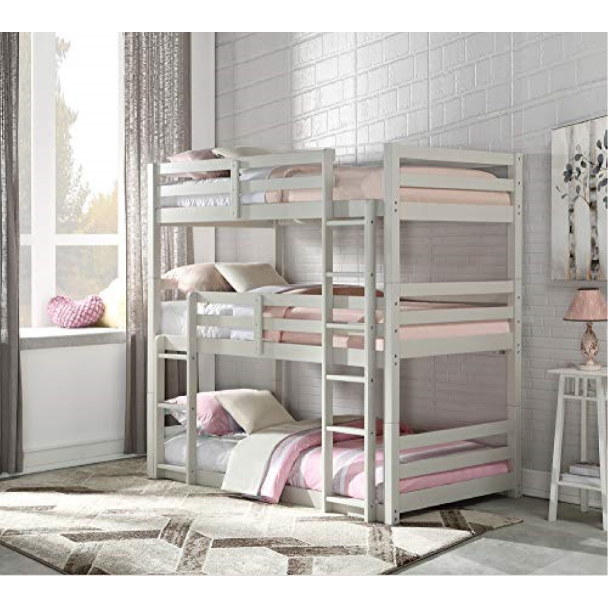Triple Bunk Bed - Twin Light Gray