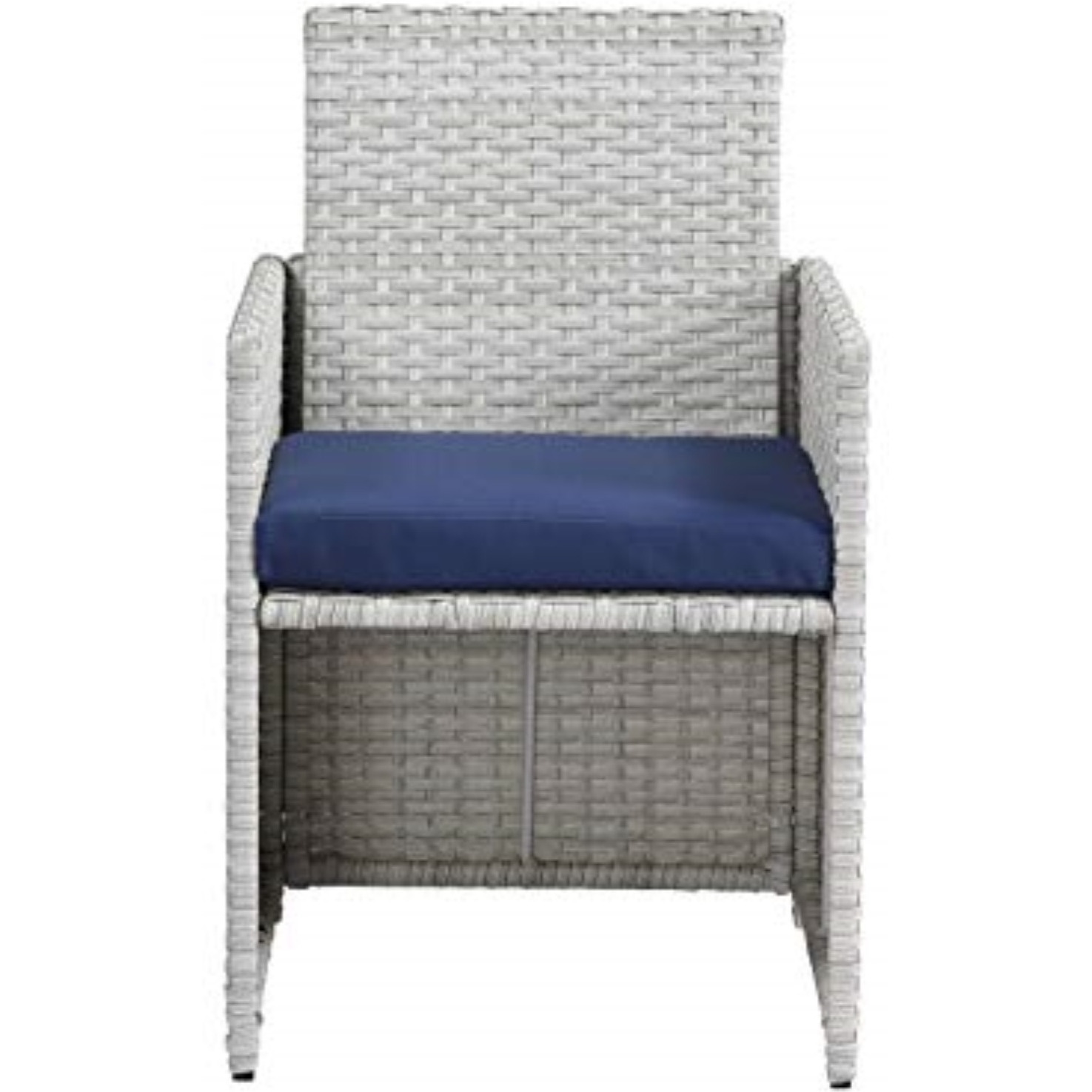 9Pc Patio Set Blue Fabric & Wicker