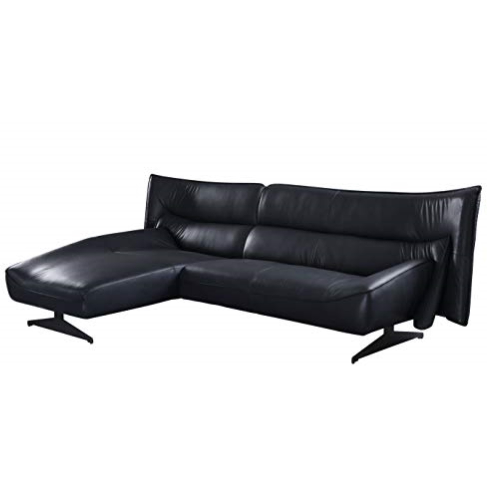 Sectional Sofa Dark Gray Top Grain Leather