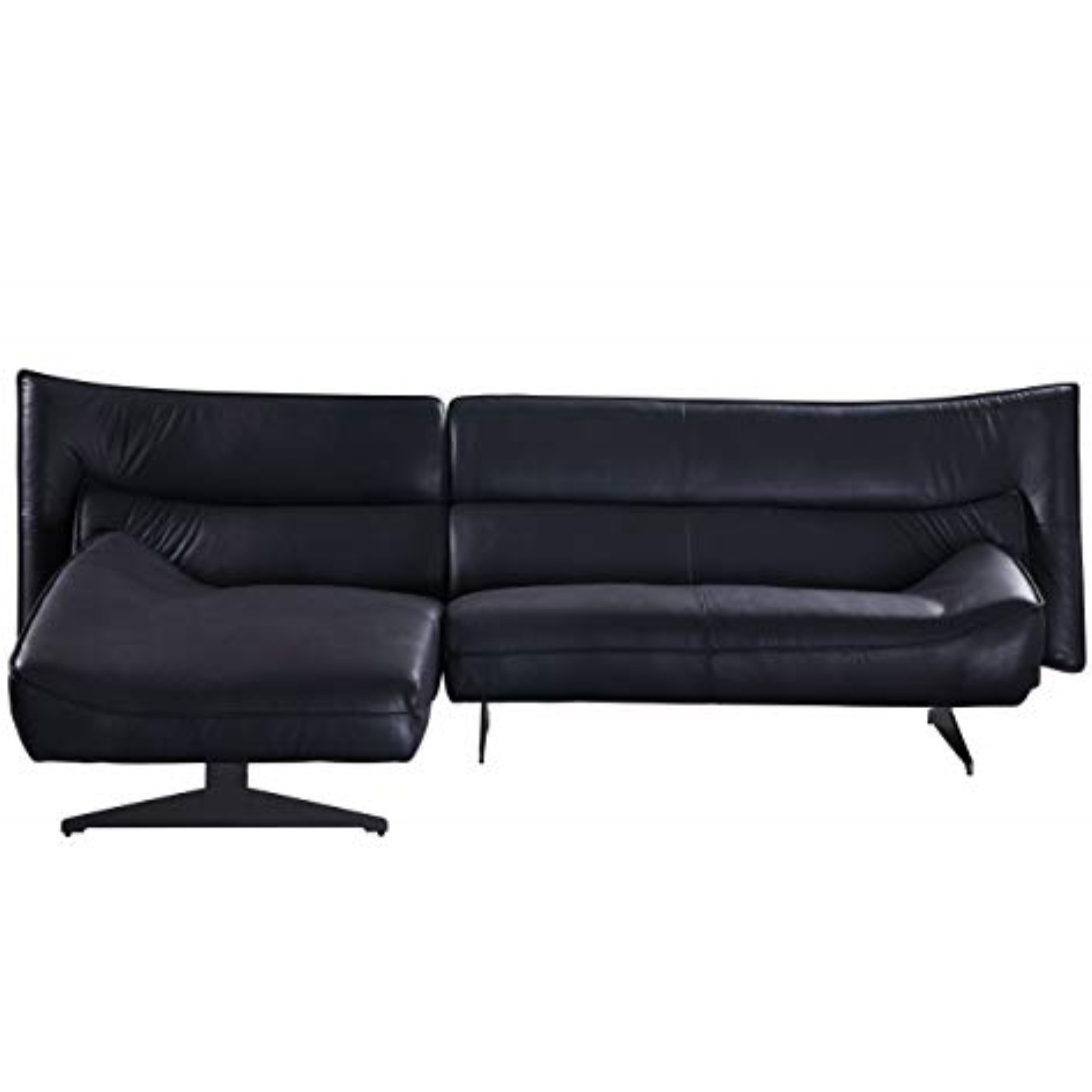 Sectional Sofa Dark Gray Top Grain Leather
