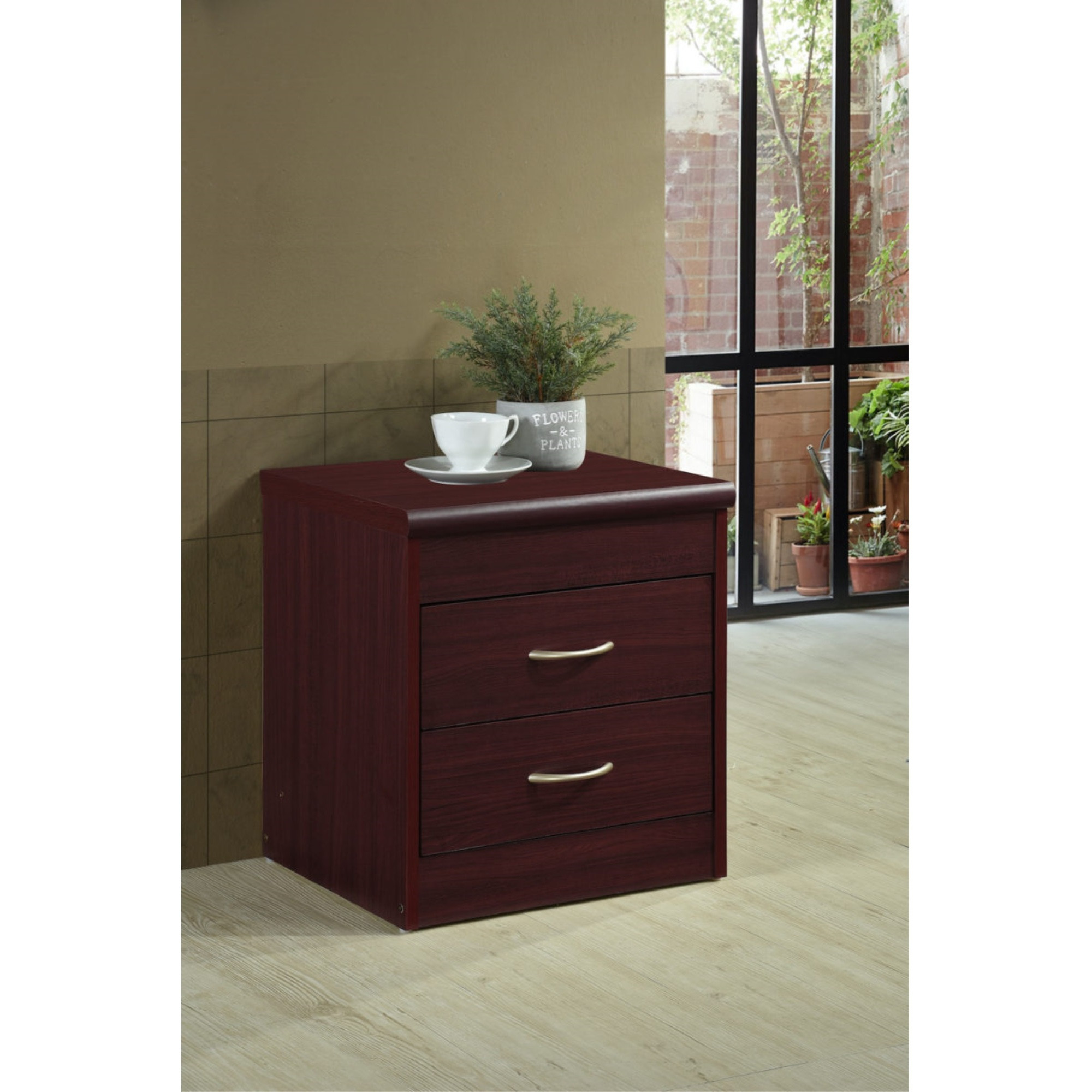 Hodedah 2-Drawer Nightstand in Mahogany