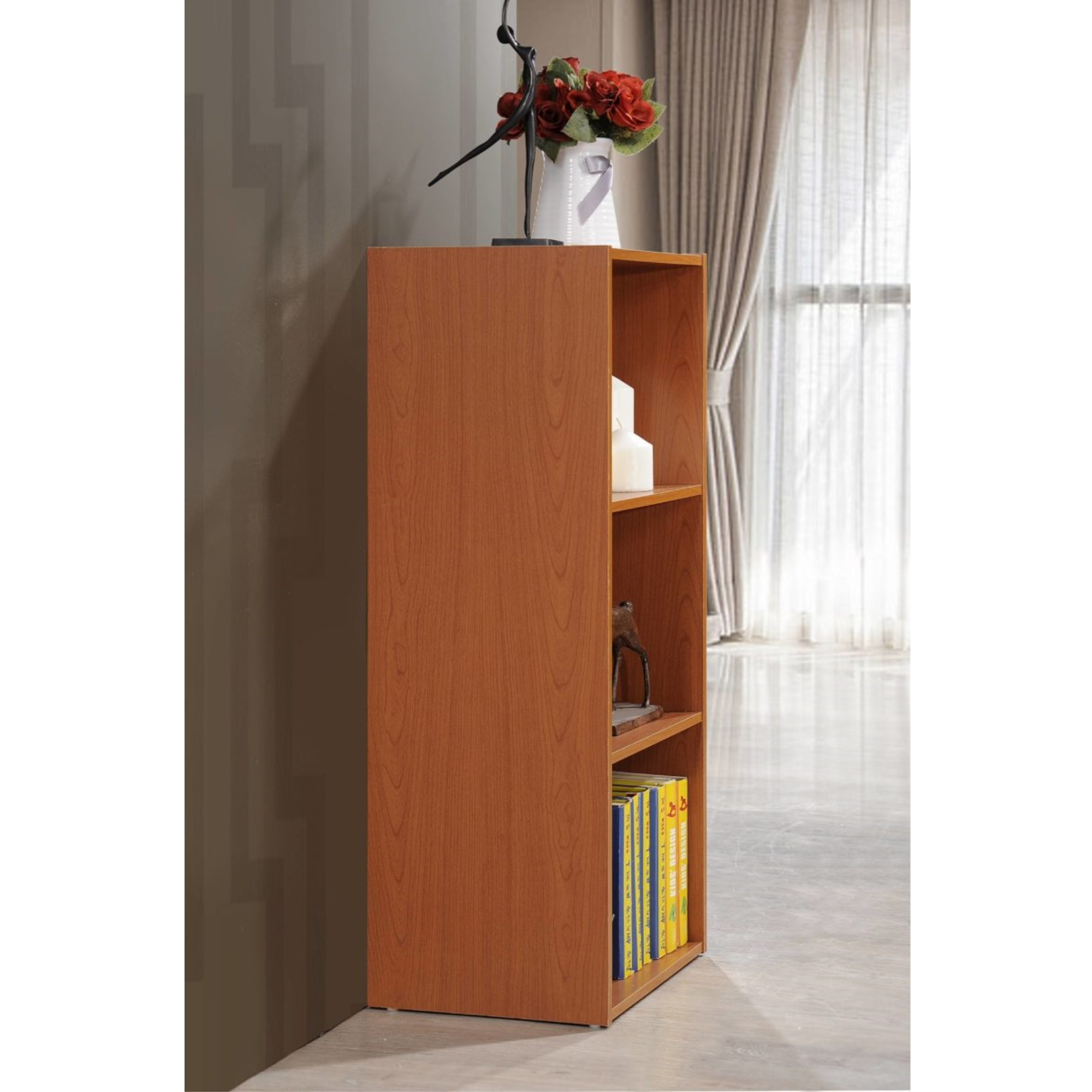 Hodedah 3-Shelf Bookcase in Cherry