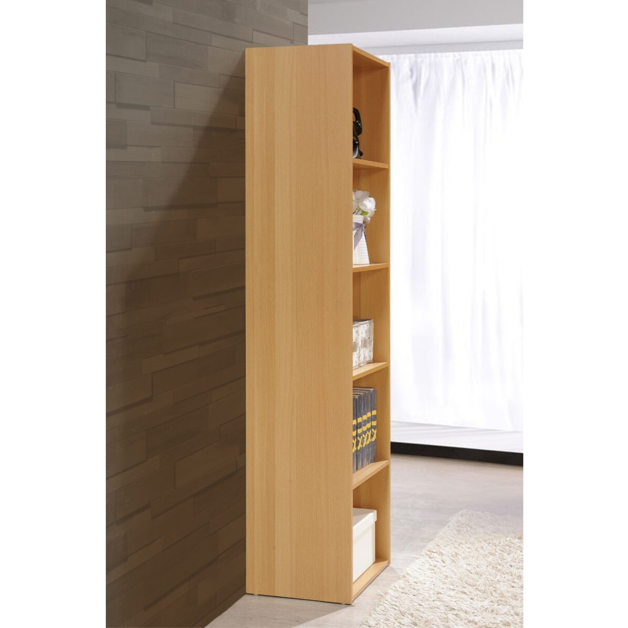 Hodedah 5-Shelf Bookcase in Beech