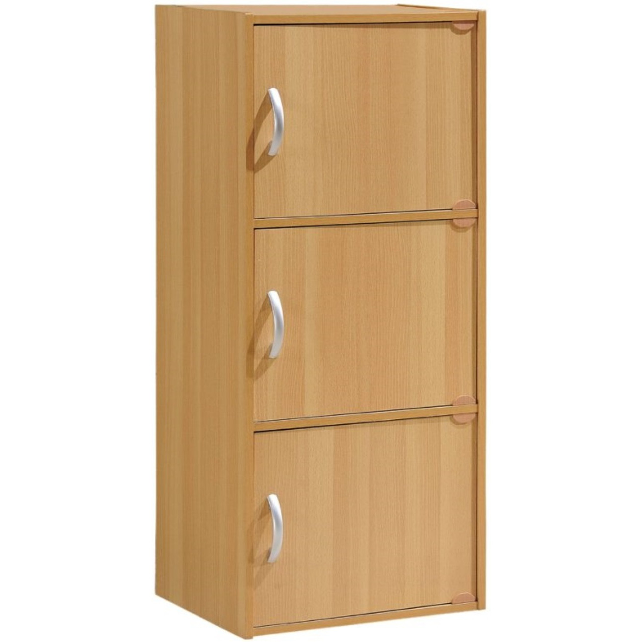 Hodedah 3-Shelf, 3-Door Bookcase in Beech