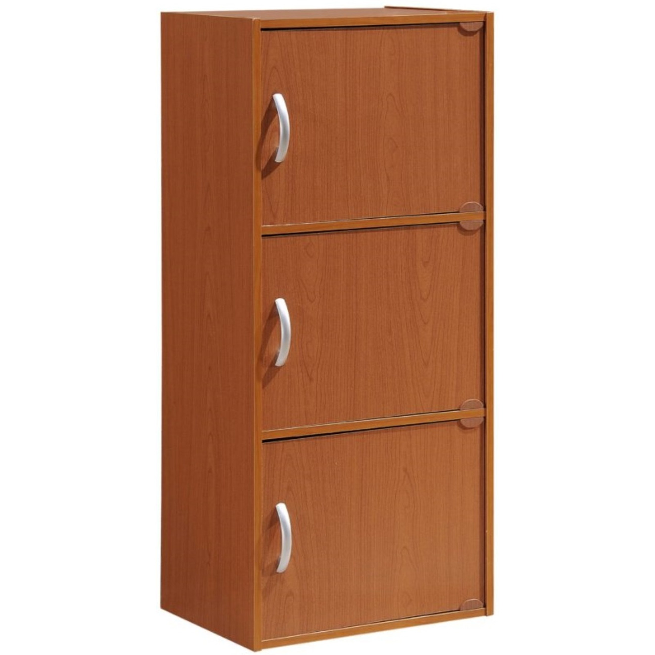 Hodedah 3-Shelf, 3-Door Bookcase in Cherry