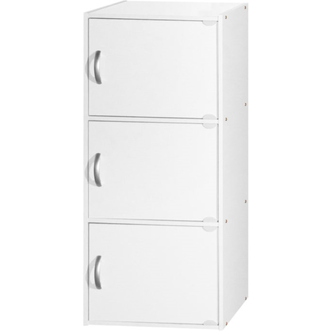 Hodedah 3-Shelf, 3-Door Bookcase in White