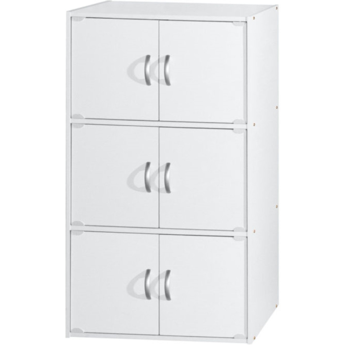 Hodedah 3-Shelf, 6-Door Bookcase in White