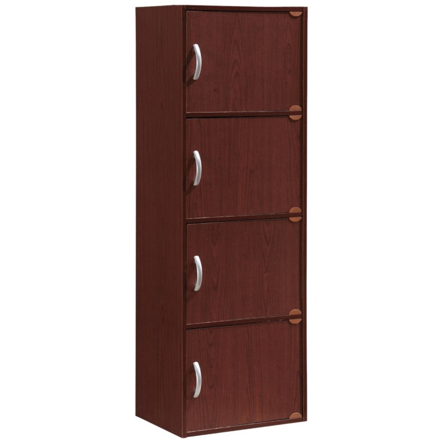 Hodedah 4-Shelf, 4-Door Bookcase in Mahogany