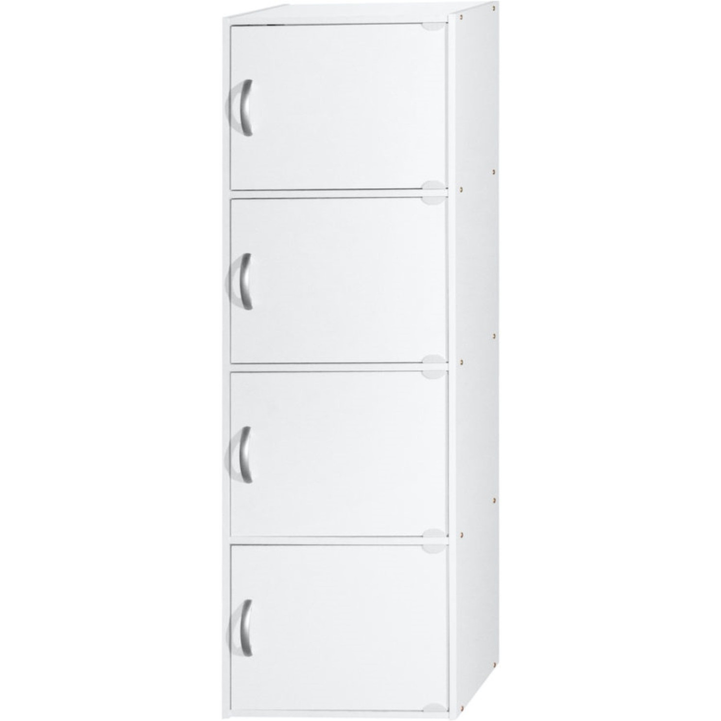 Hodedah 4-Shelf, 4-Door Bookcase in White
