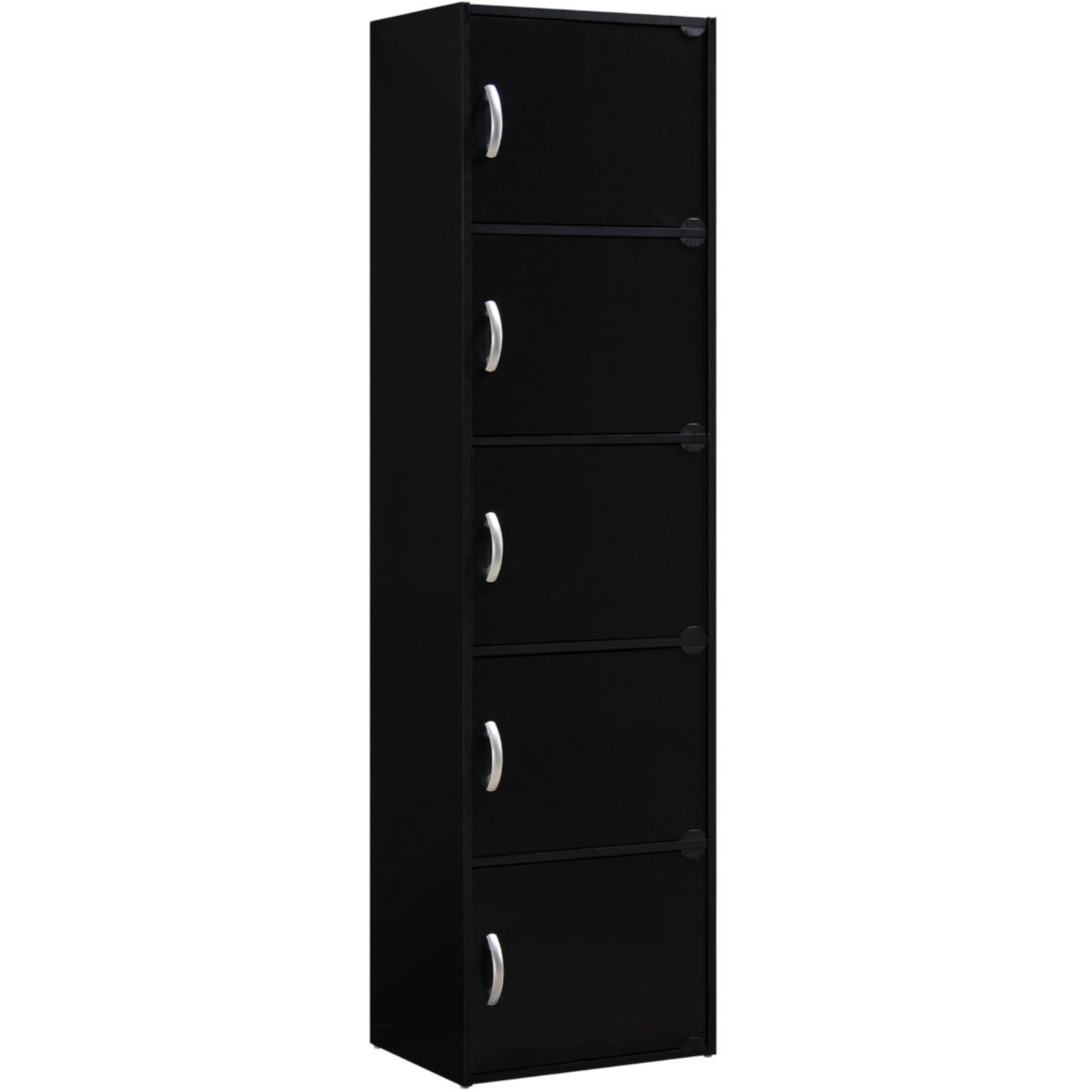 Hodedah 5-Shelf, 5-Door Bookcase in Black