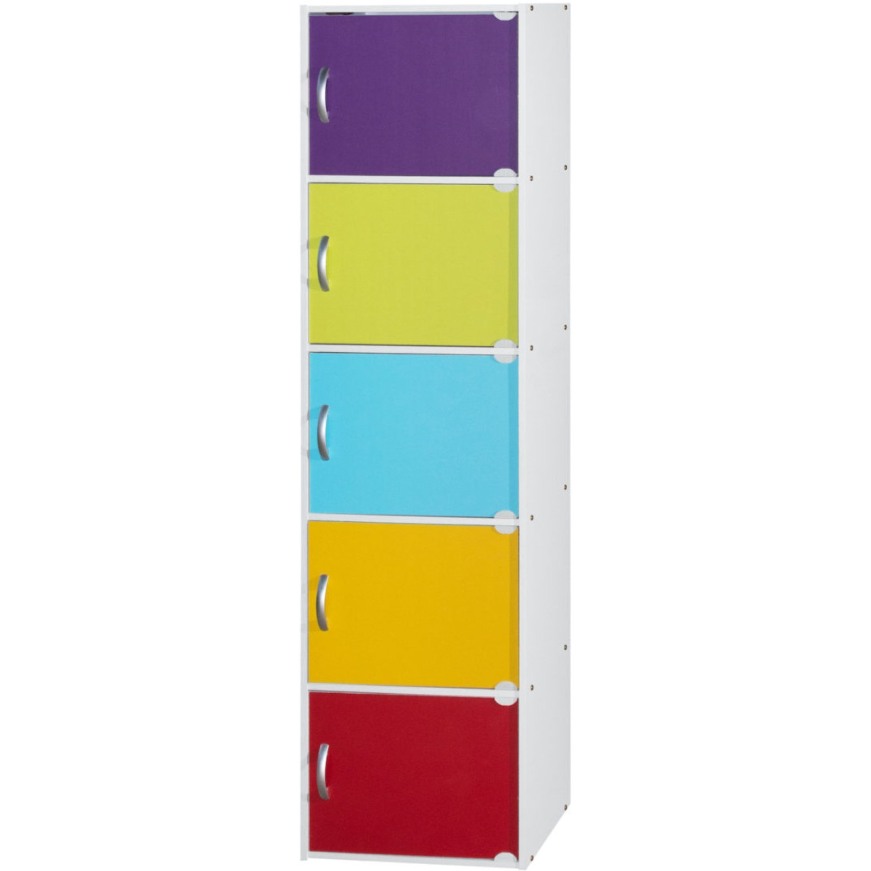 Hodedah 5-Shelf, 5-Door Bookcase in Rainbow