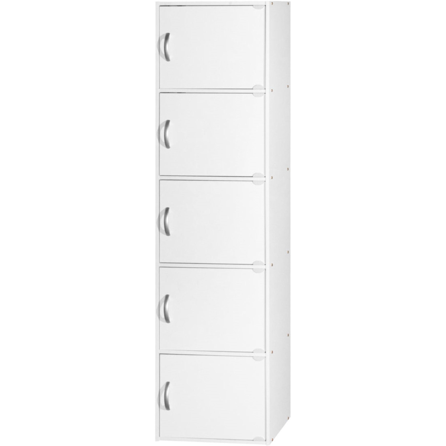 Hodedah 5-Shelf, 5-Door Bookcase in White