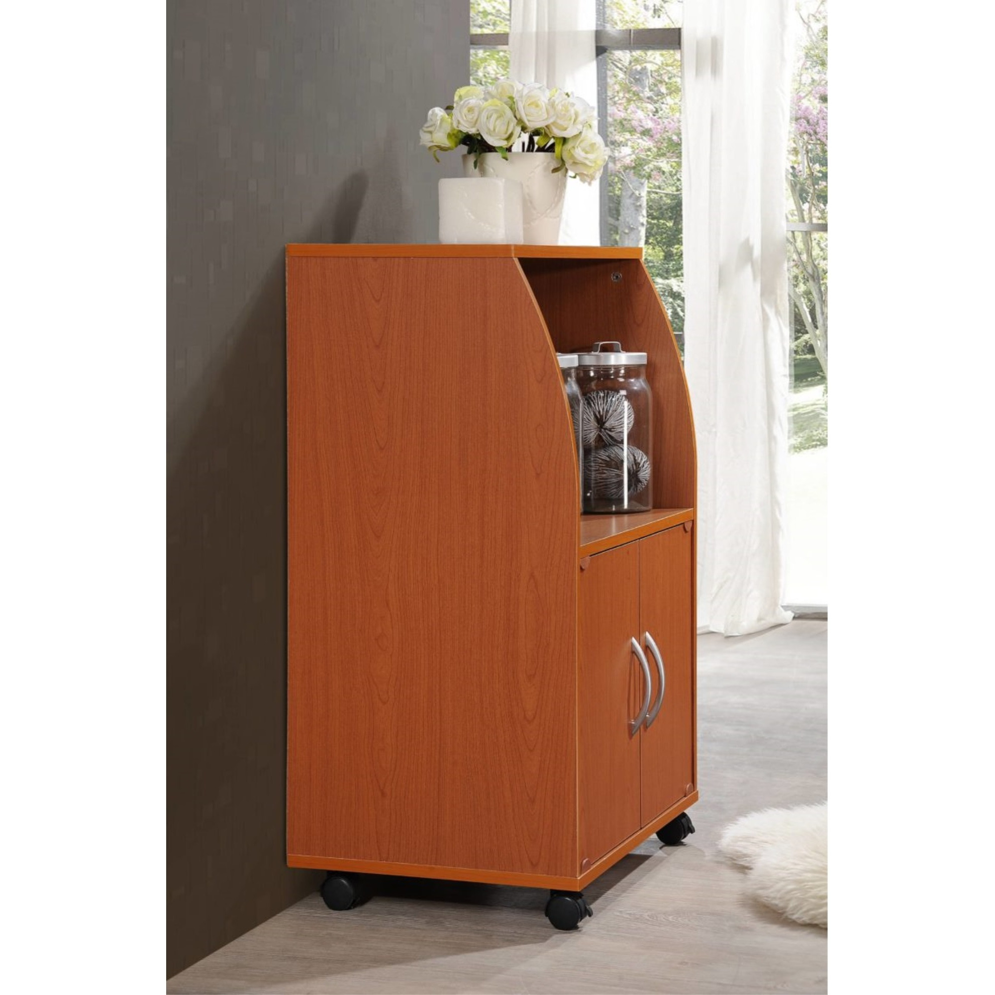 Hodedah Kitchen Cart in Cherry