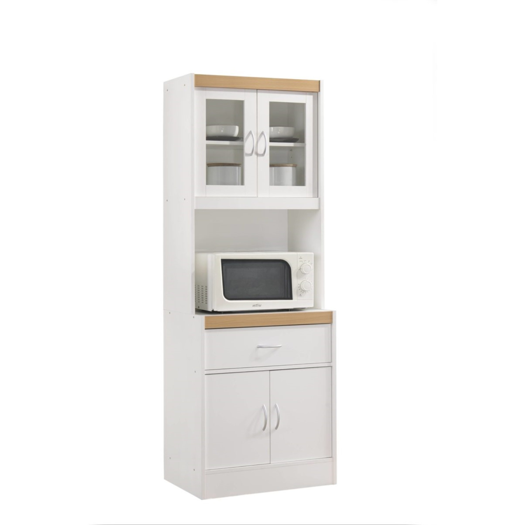 Hodedah Kitchen Cabinet with 1-Drawer, plus Space for Microwave in White