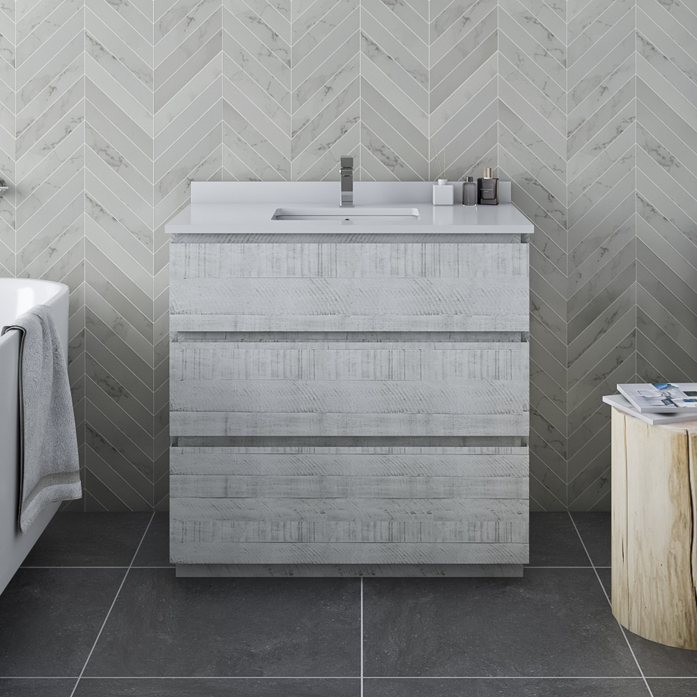 Fresca Formosa 35" Floor Standing Modern Bathroom Cabinet in Rustic White