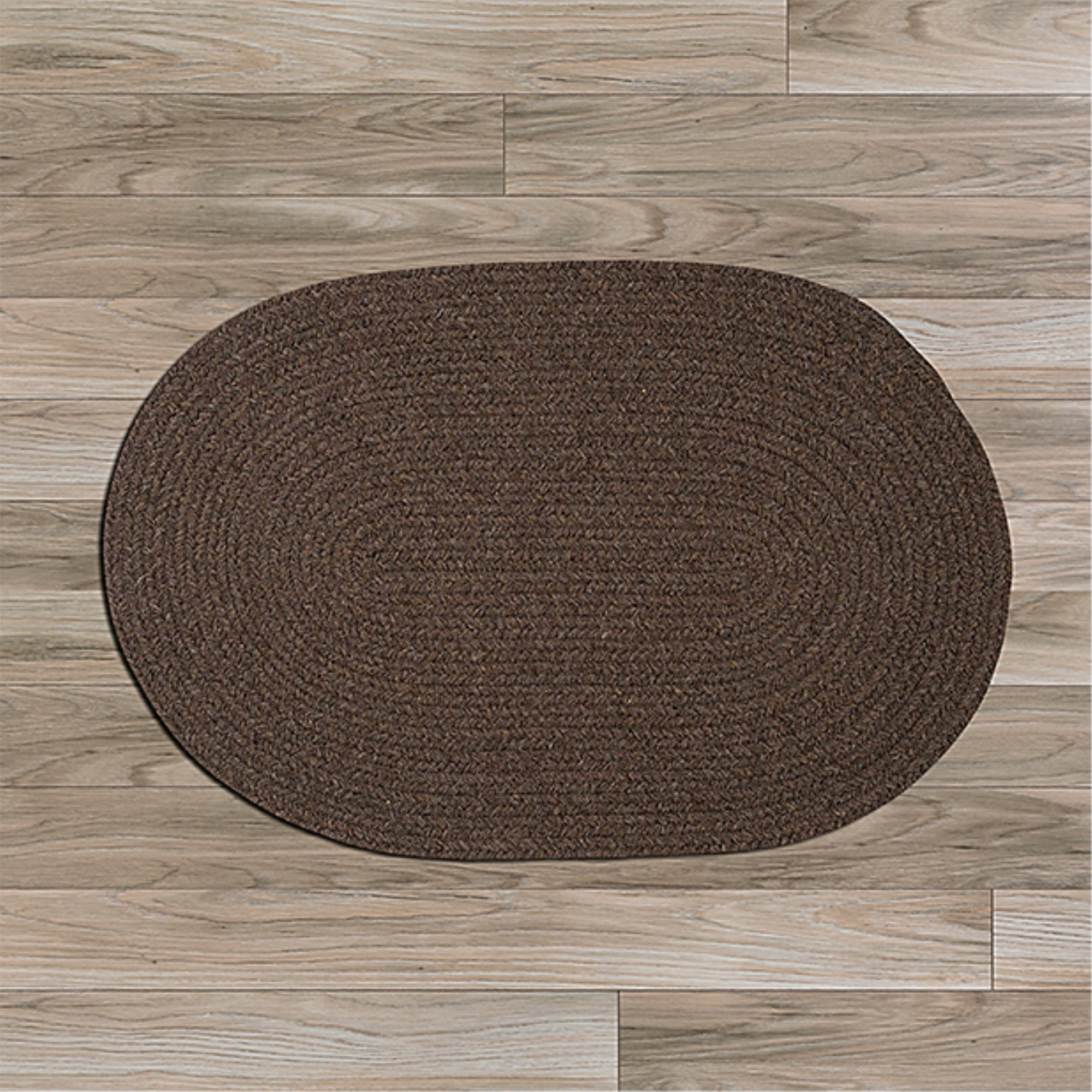 WL45R024X036 Bristol - Mocha 2'x3' Rug, 75% Polypropylene/25% Wool - Oval.