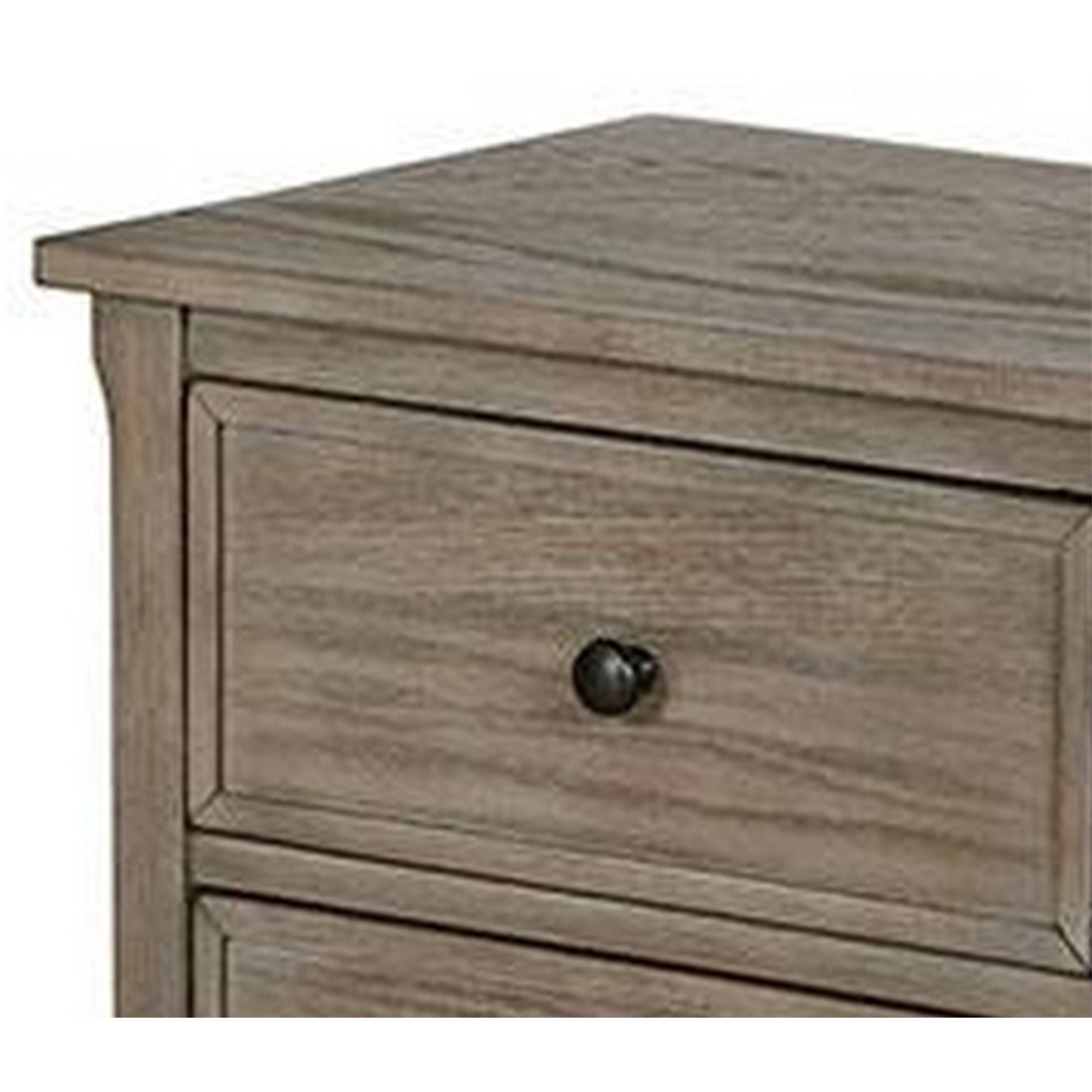 2 Drawer Wooden Nightstand with Round Knobs, Gray