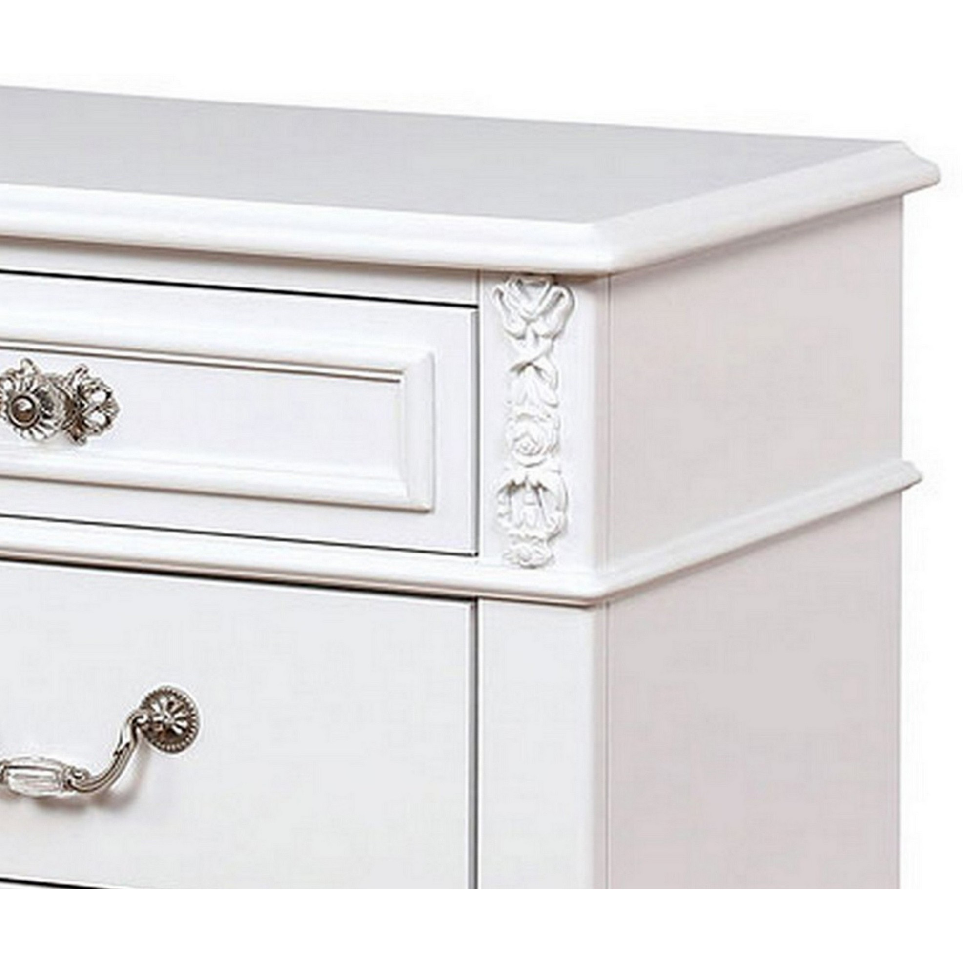 Nightstand with 3 Drawers and Built In USB Port, White