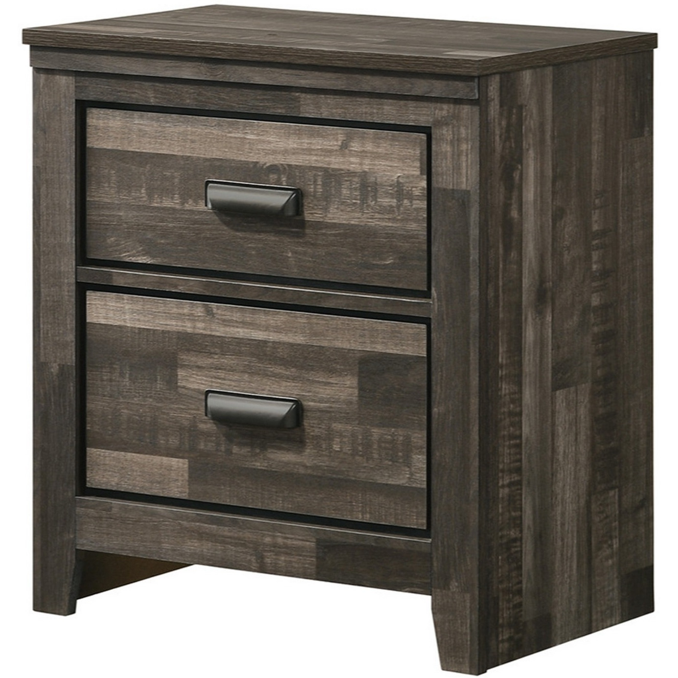 Nightstand with 2 Drawers and Butcher Block Design, Brown