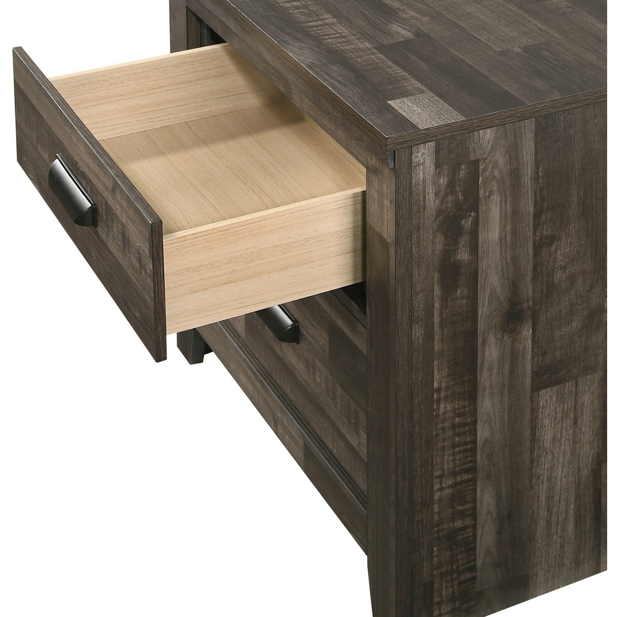 Nightstand with 2 Drawers and Butcher Block Design, Brown