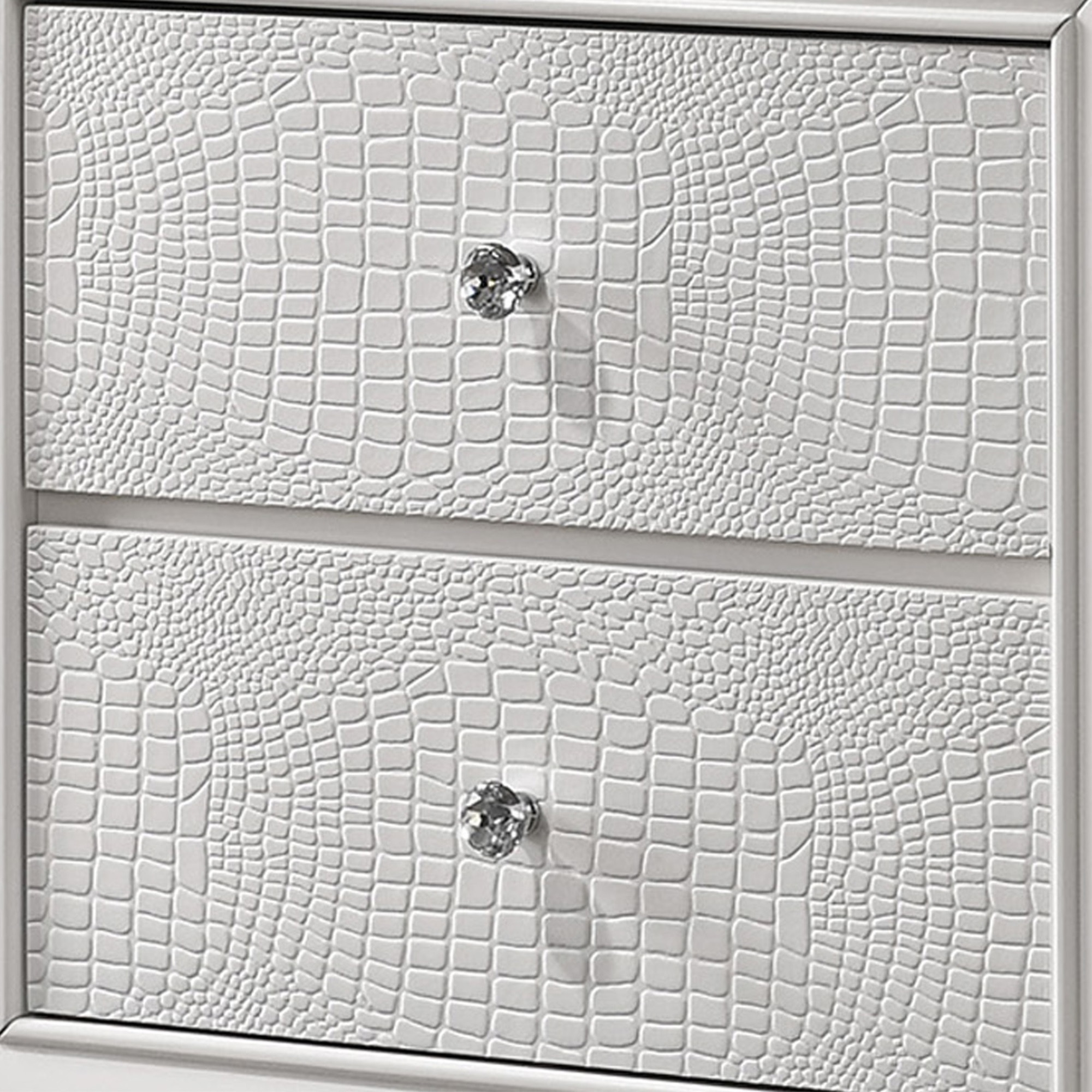 Nightstand with Textured Pattern and 2 Drawers, White