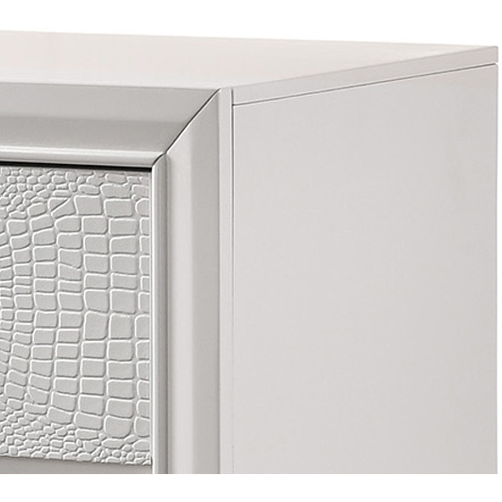 Nightstand with Textured Pattern and 2 Drawers, White