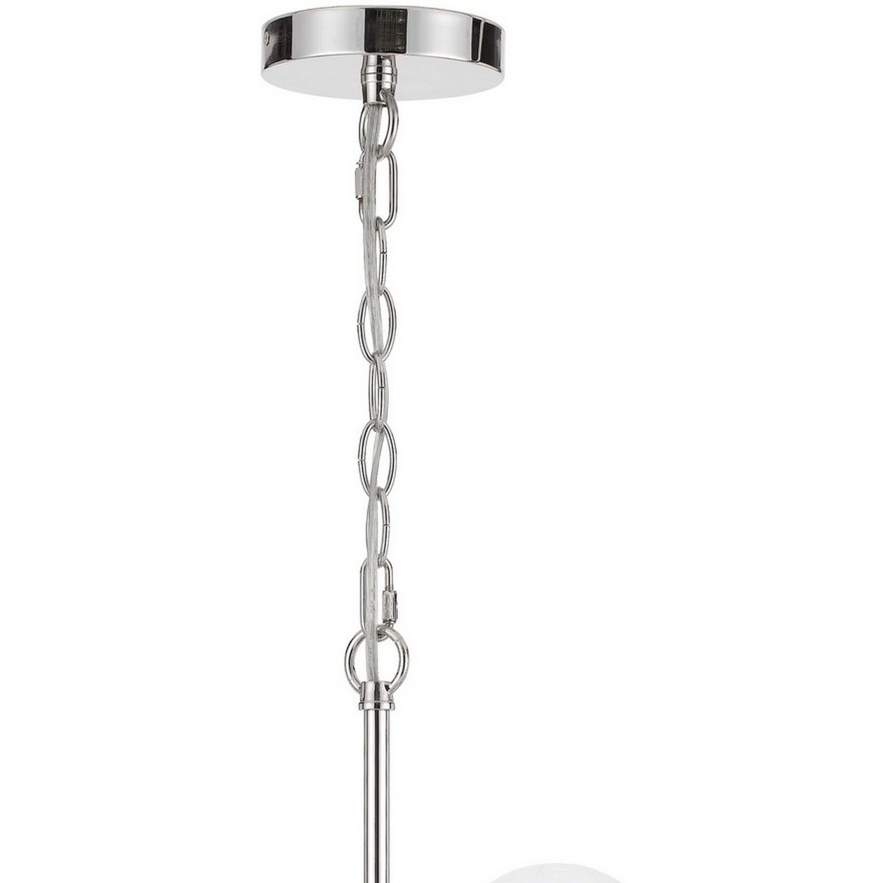 Chandelier with 4 Globe Glass Shades and Cone Design Holders, Chrome
