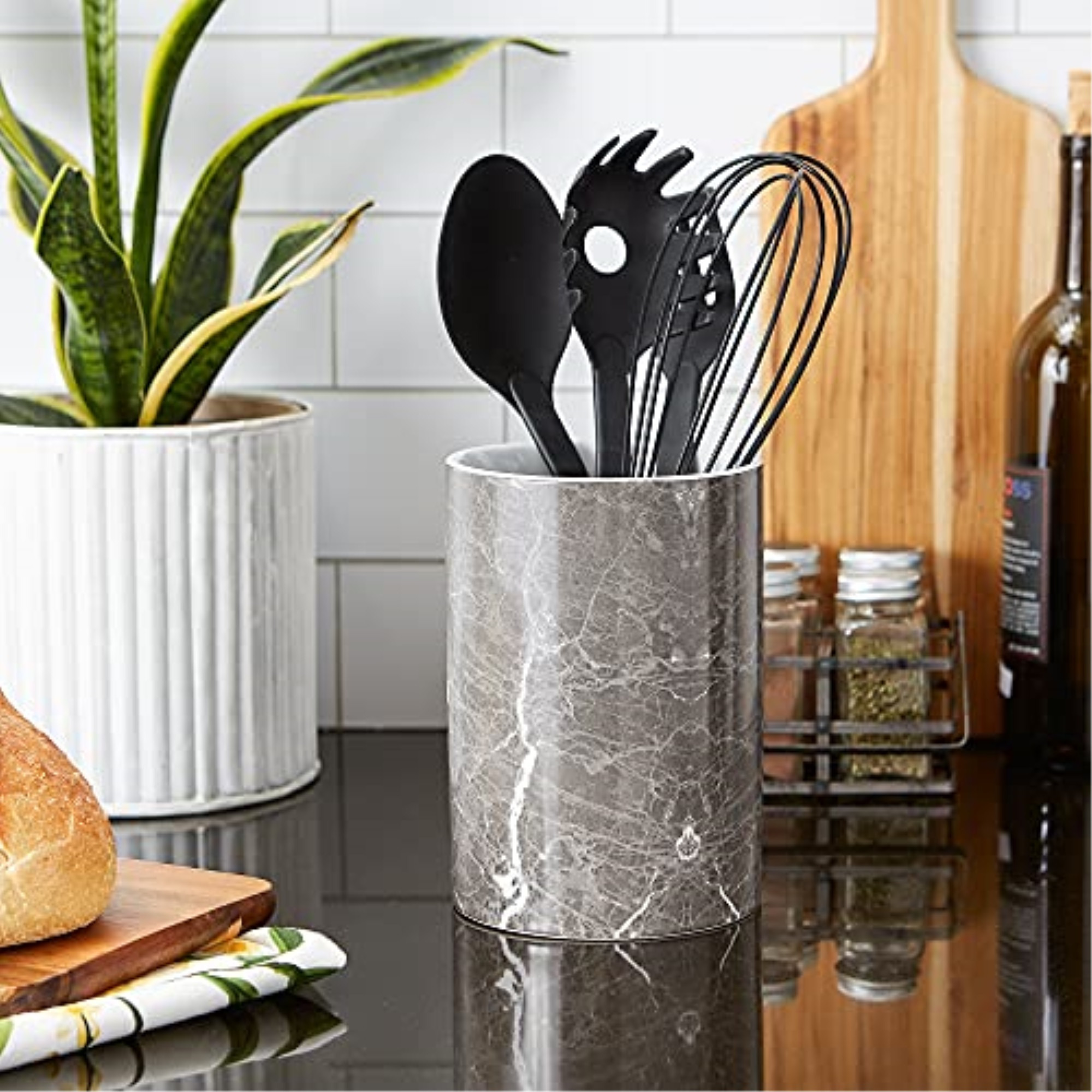 DII Black Marble Ceramic Utensil Holder