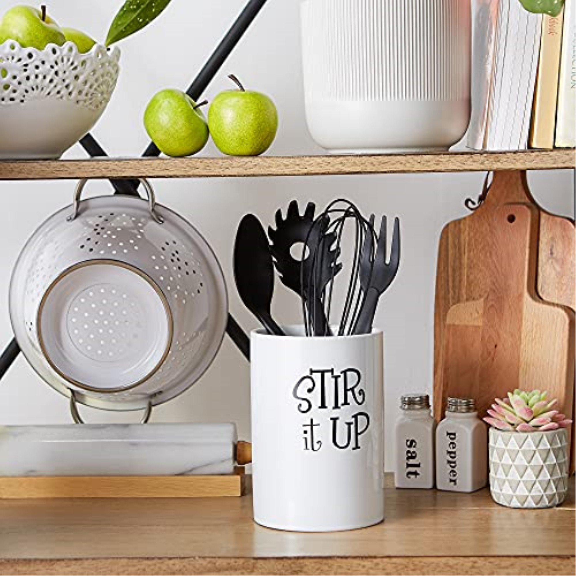 DII White Stir It Up Ceramic Utensil Holder