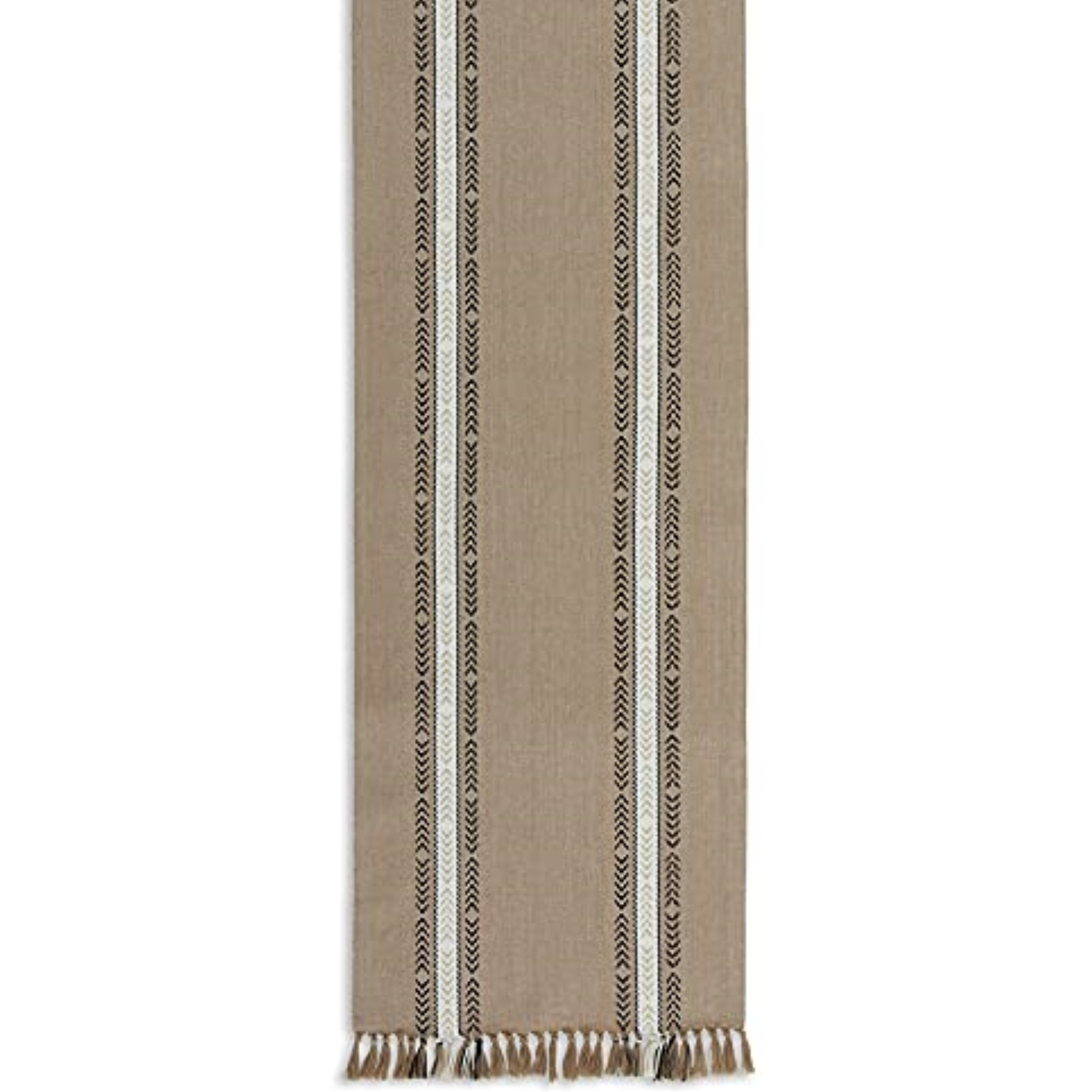 DII Stone Dobby Striped Fringe Ribbed Table Runner 14x108