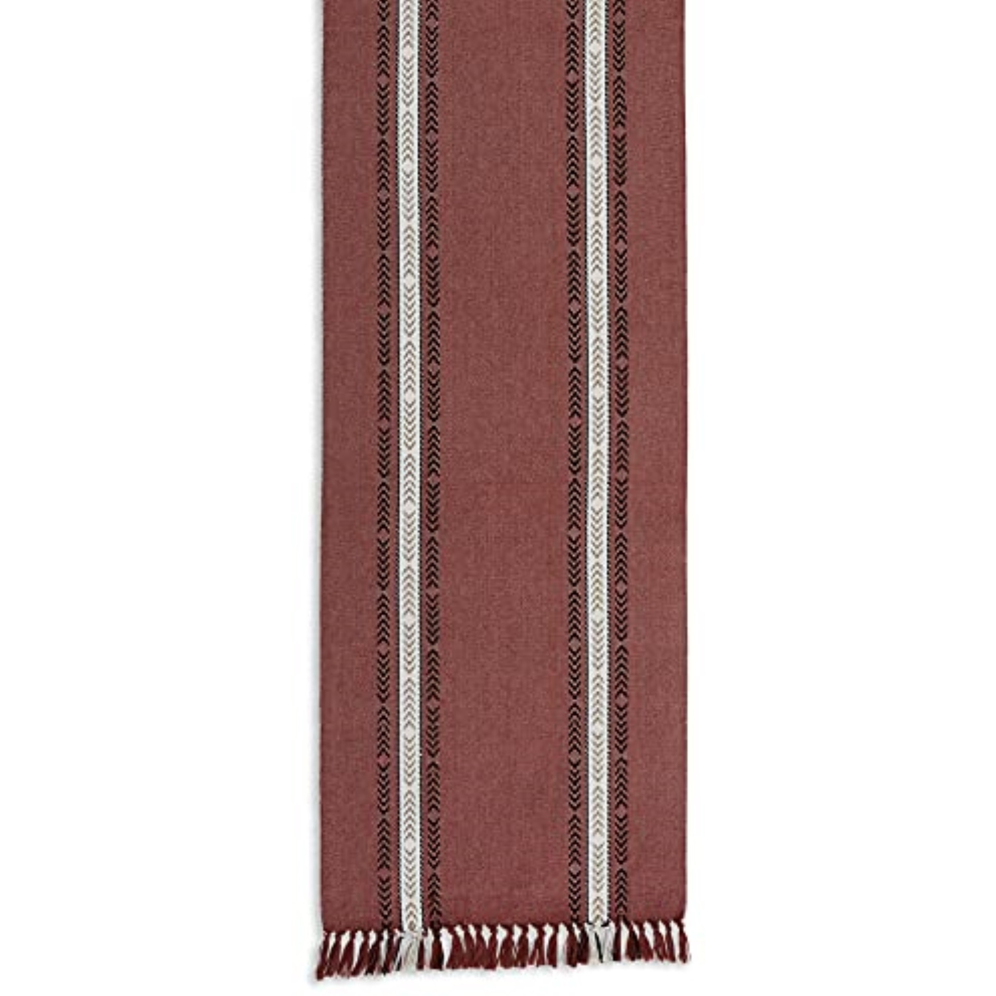 DII Clay Dobby Striped Fringe Ribbed Table Runner 14x72