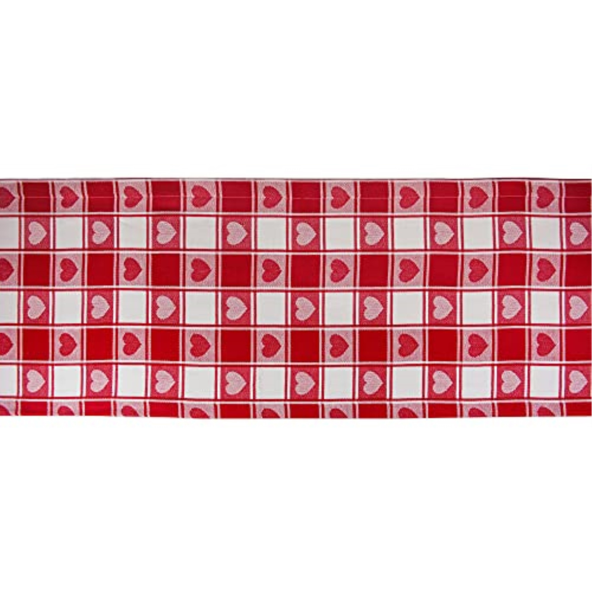 DII Hearts Woven Check Table Runner 14x108"