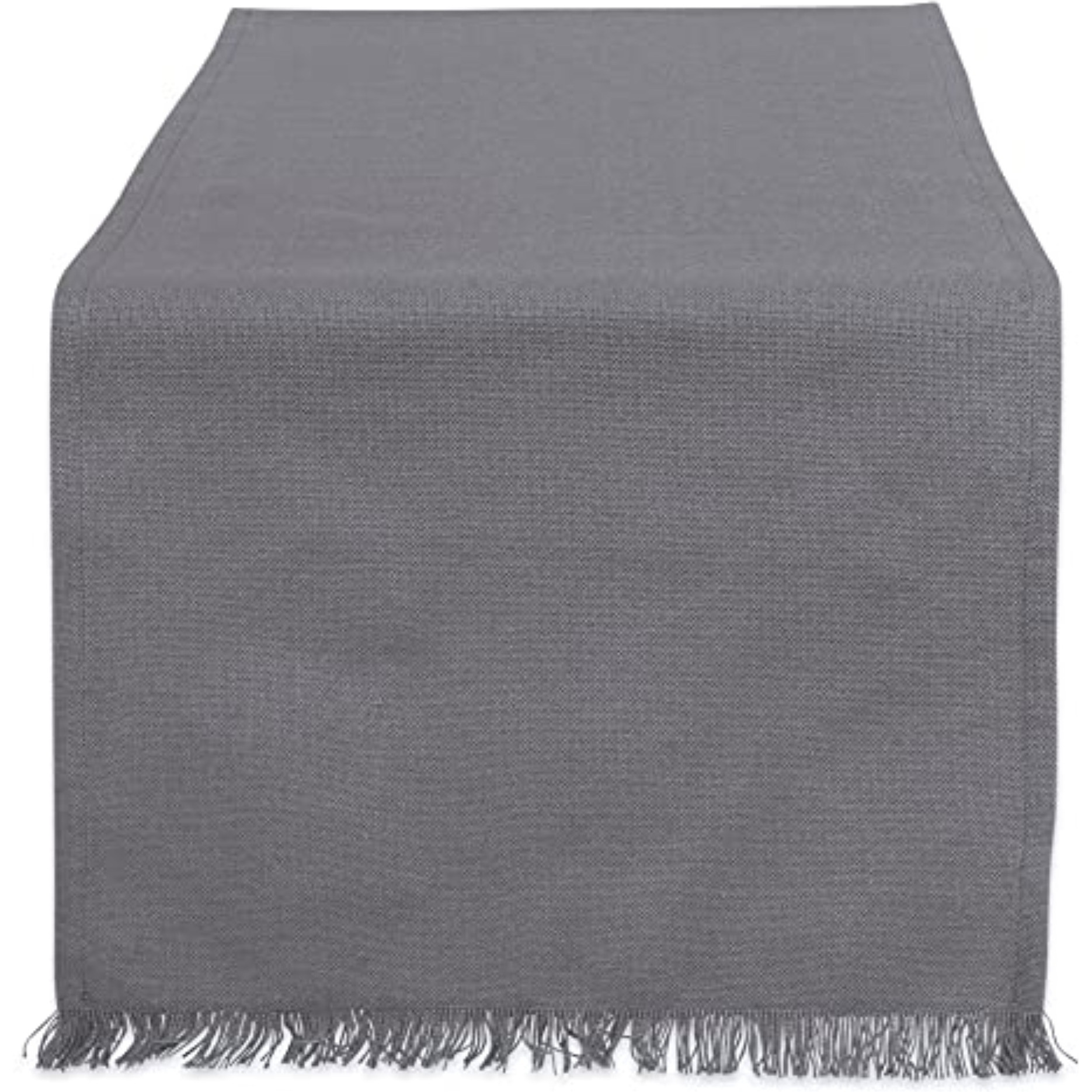 DII Solid Gray Heavyweight Fringed Table Runner 14x108